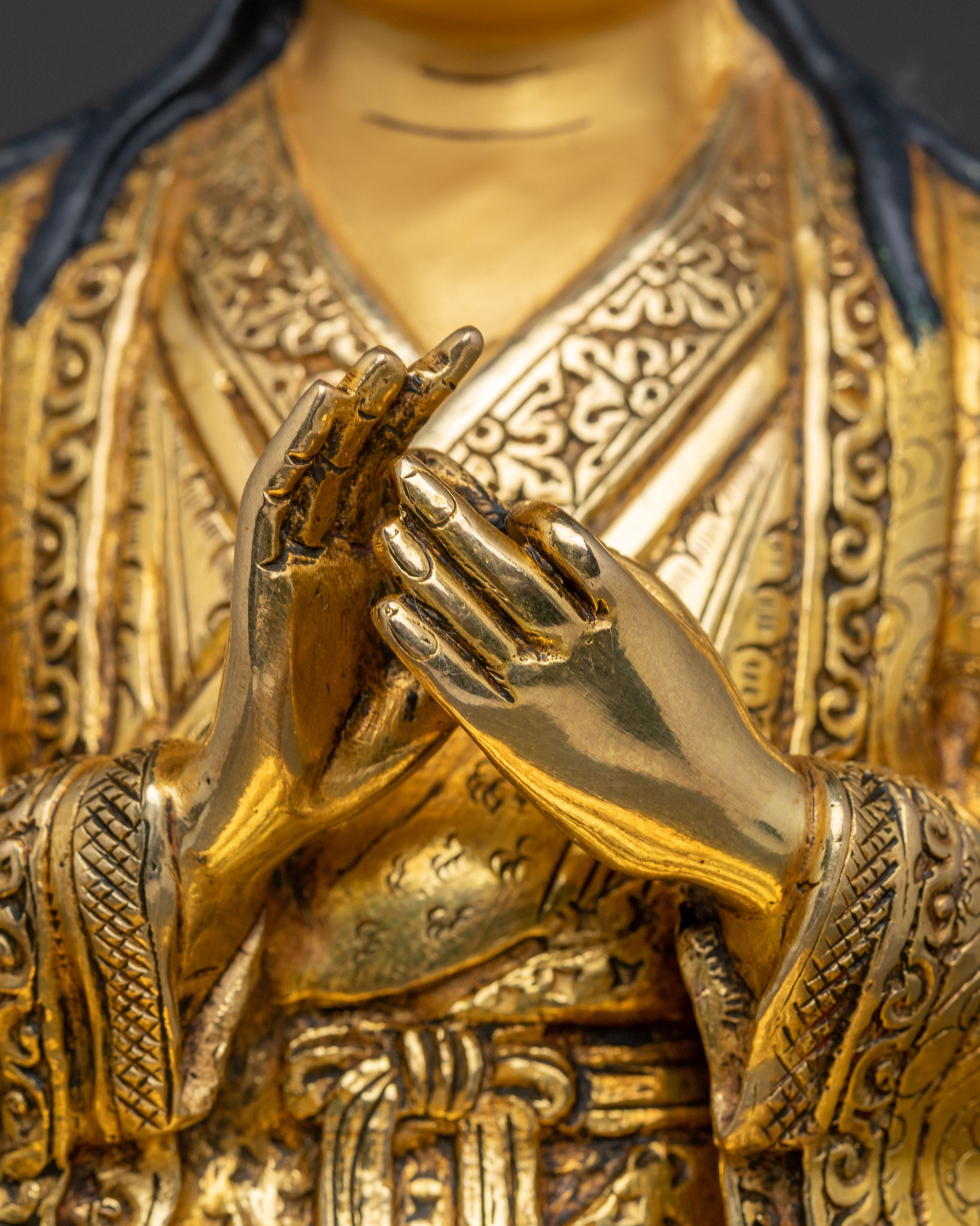 Sacred Shakya Masters Statue Set – 24K Gold Gilded Collection