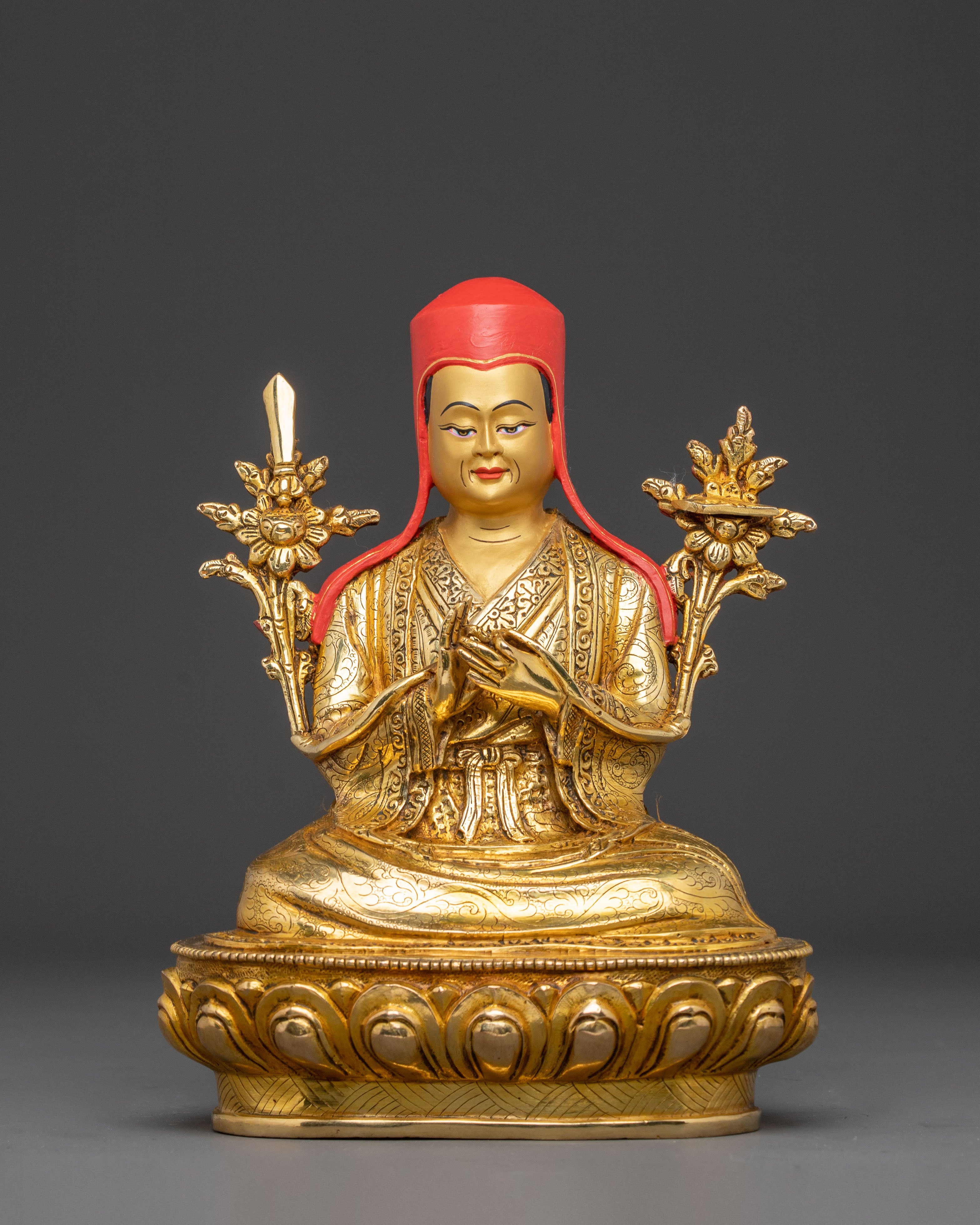 Sacred Shakya Masters Statue Set – 24K Gold Gilded Collection