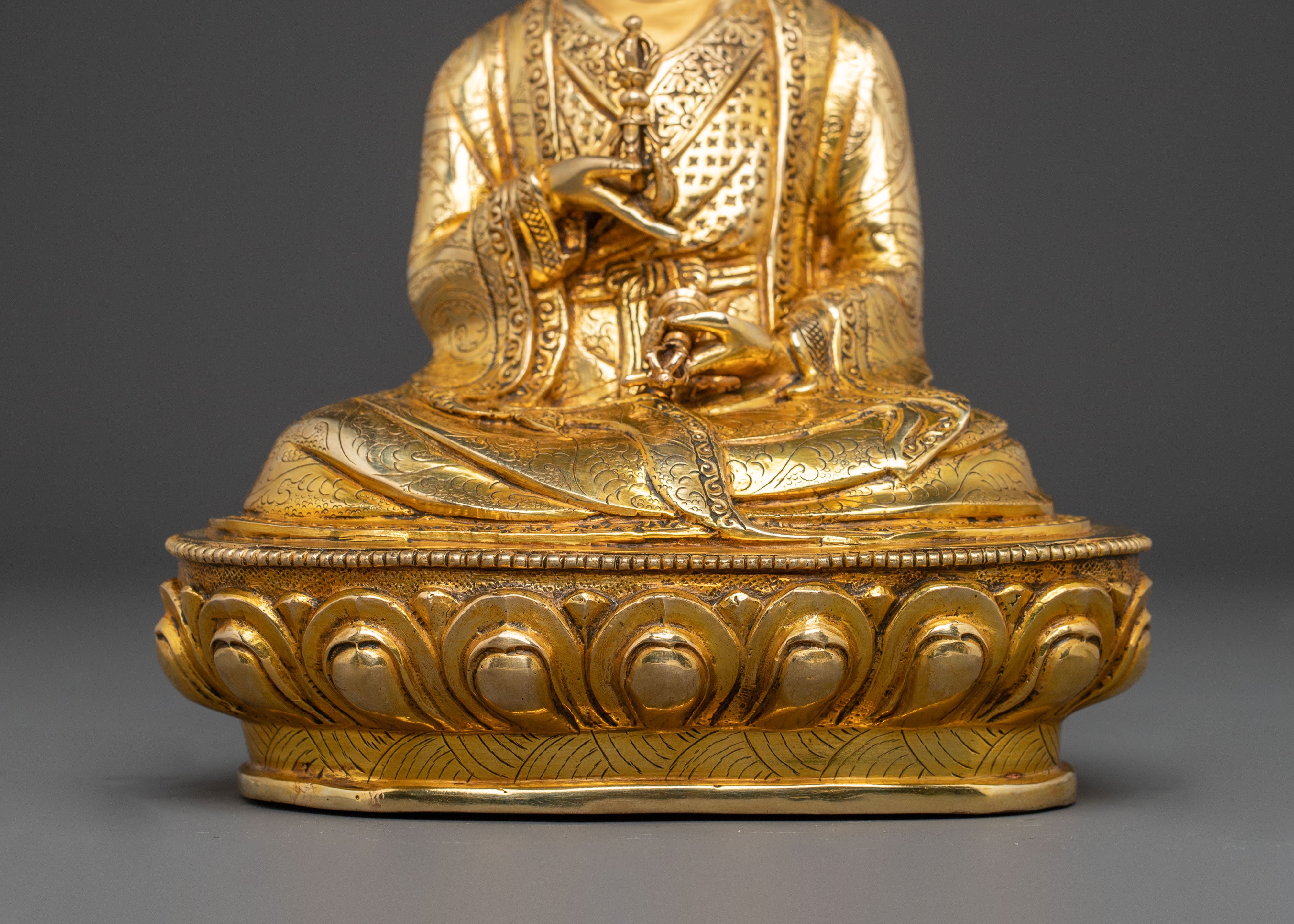 Sacred Shakya Masters Statue Set – 24K Gold Gilded Collection