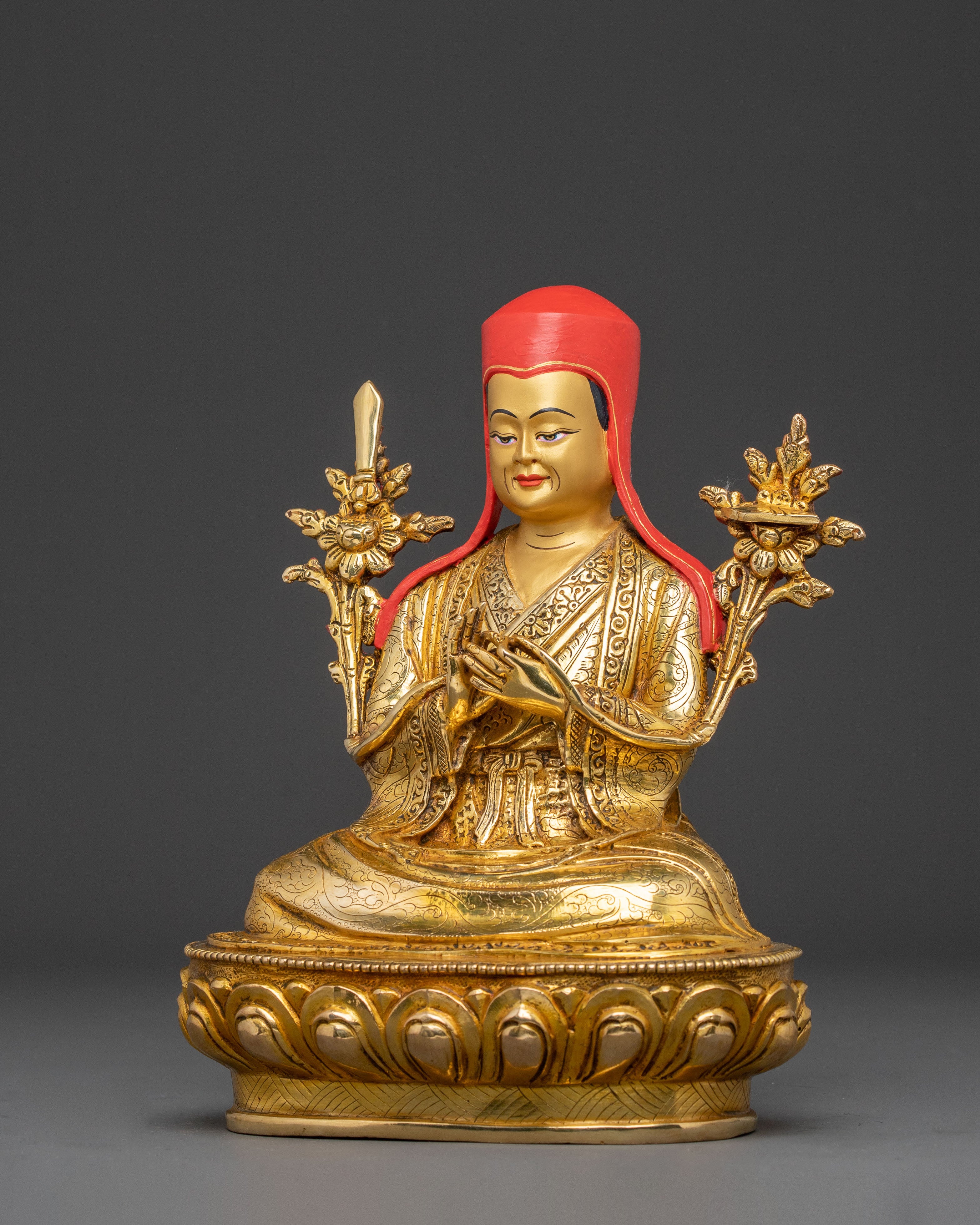 Sacred Shakya Masters Statue Set – 24K Gold Gilded Collection