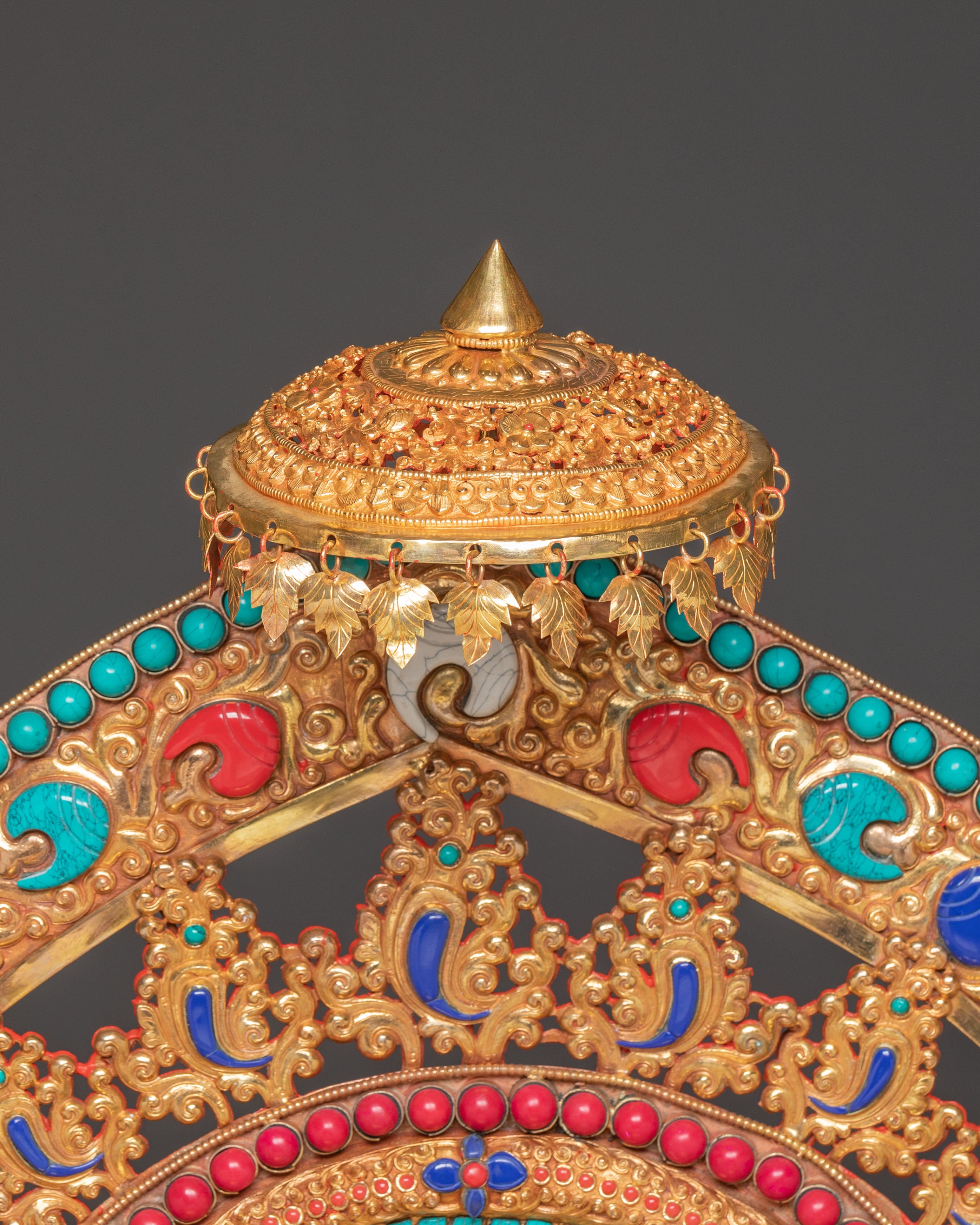 Radiant Guru Rinpoche Statue with Torana - 24k Gold Gilded