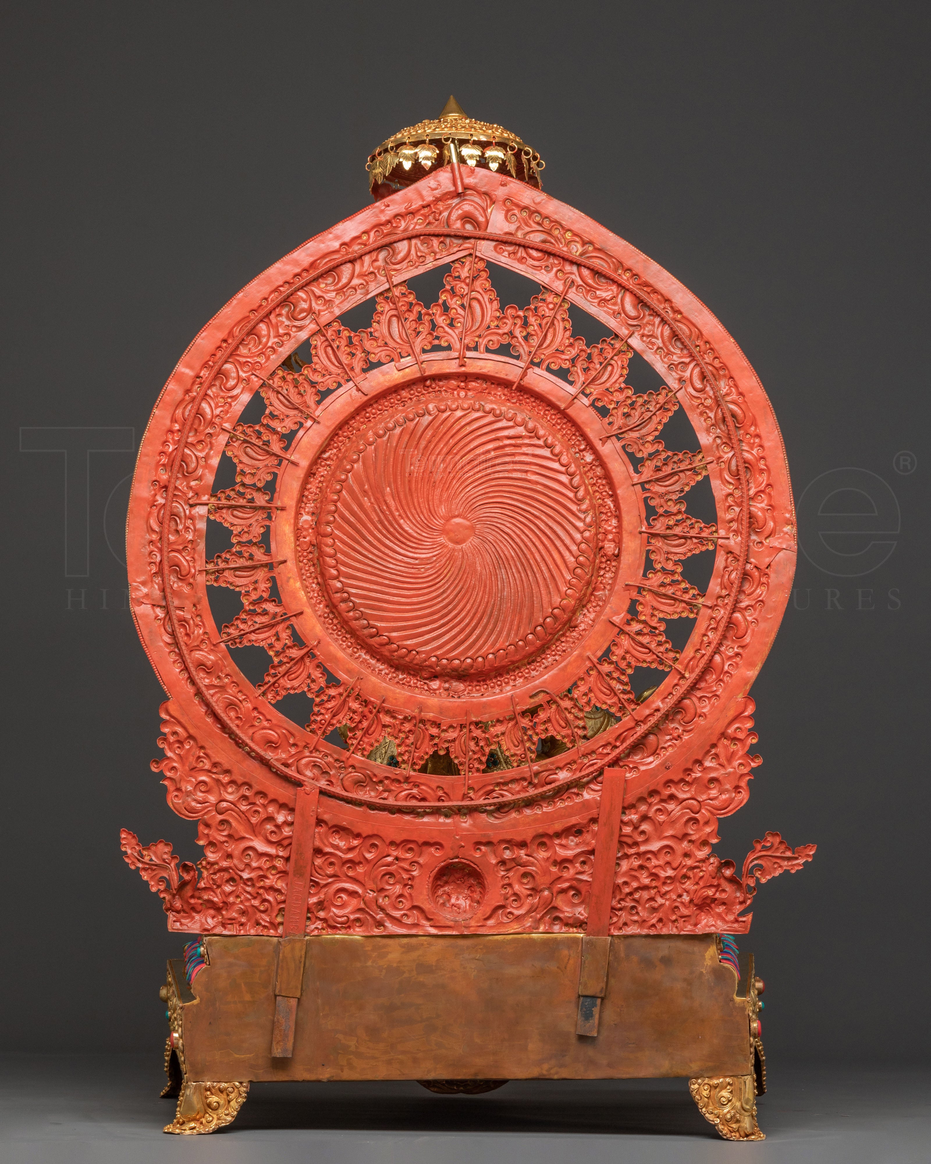 Radiant Guru Rinpoche Statue with Torana - 24k Gold Gilded