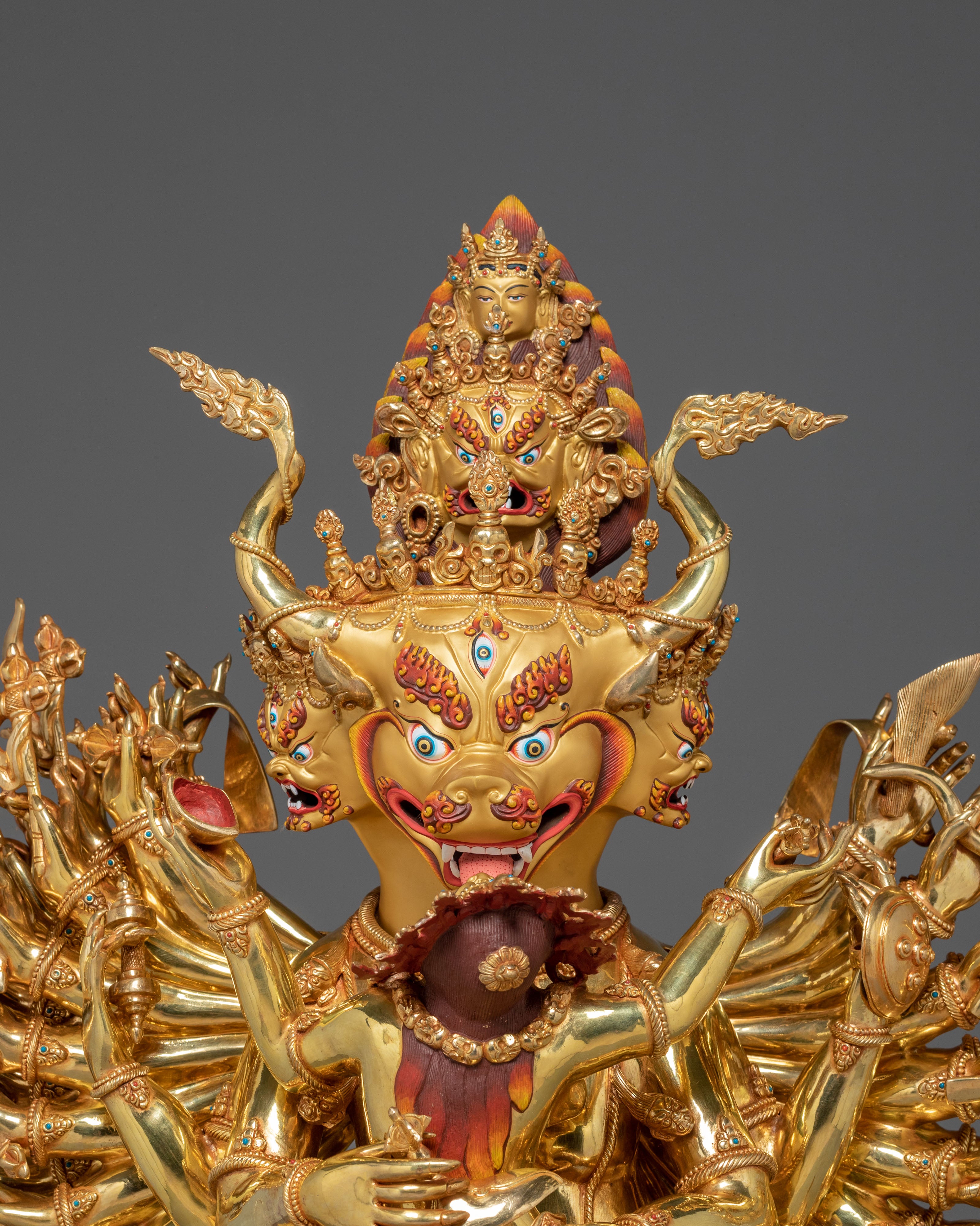 Yamantaka Fierce Protector Statue – 24K Gold Gilded Masterpiece