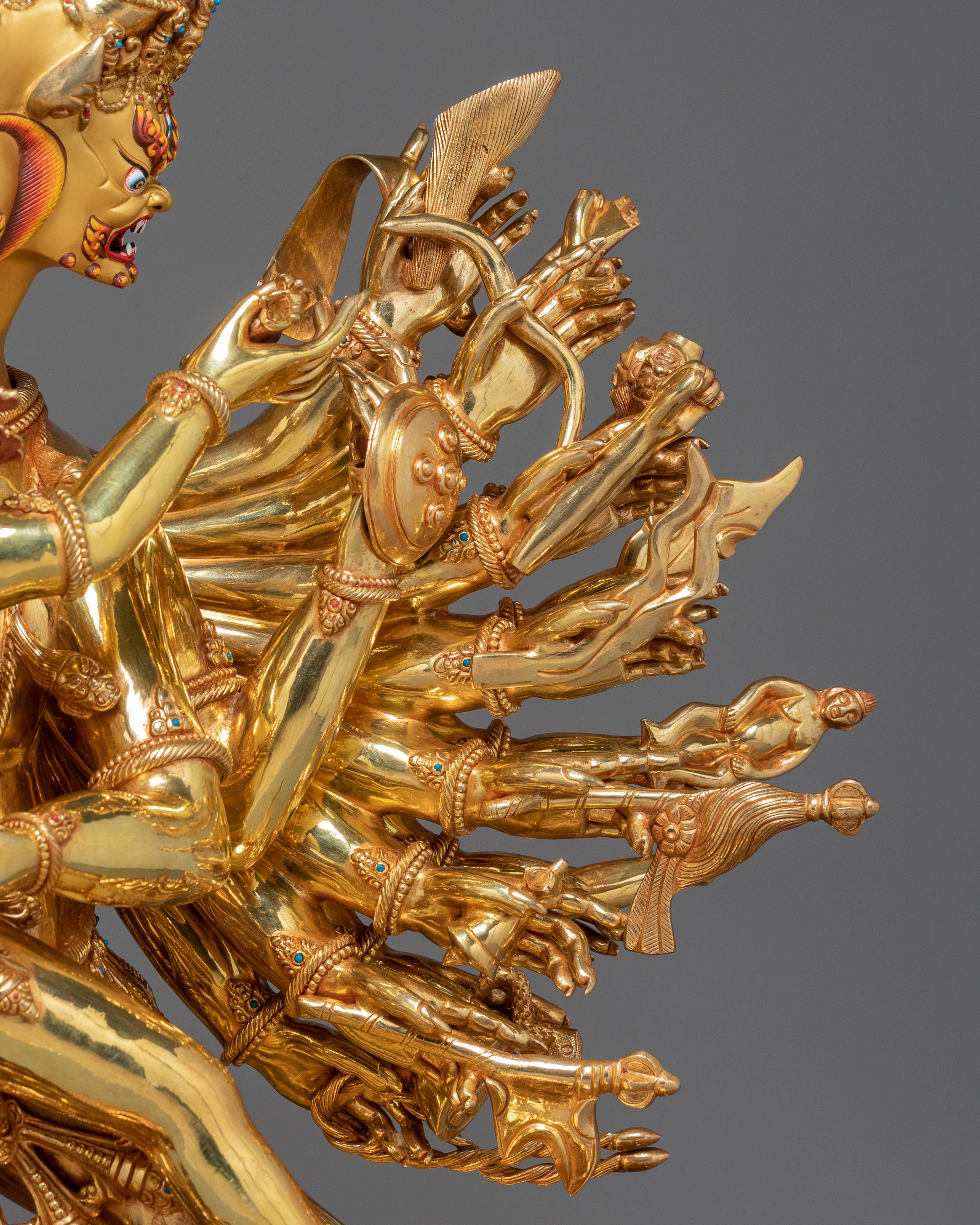 Yamantaka Fierce Protector Statue – 24K Gold Gilded Masterpiece