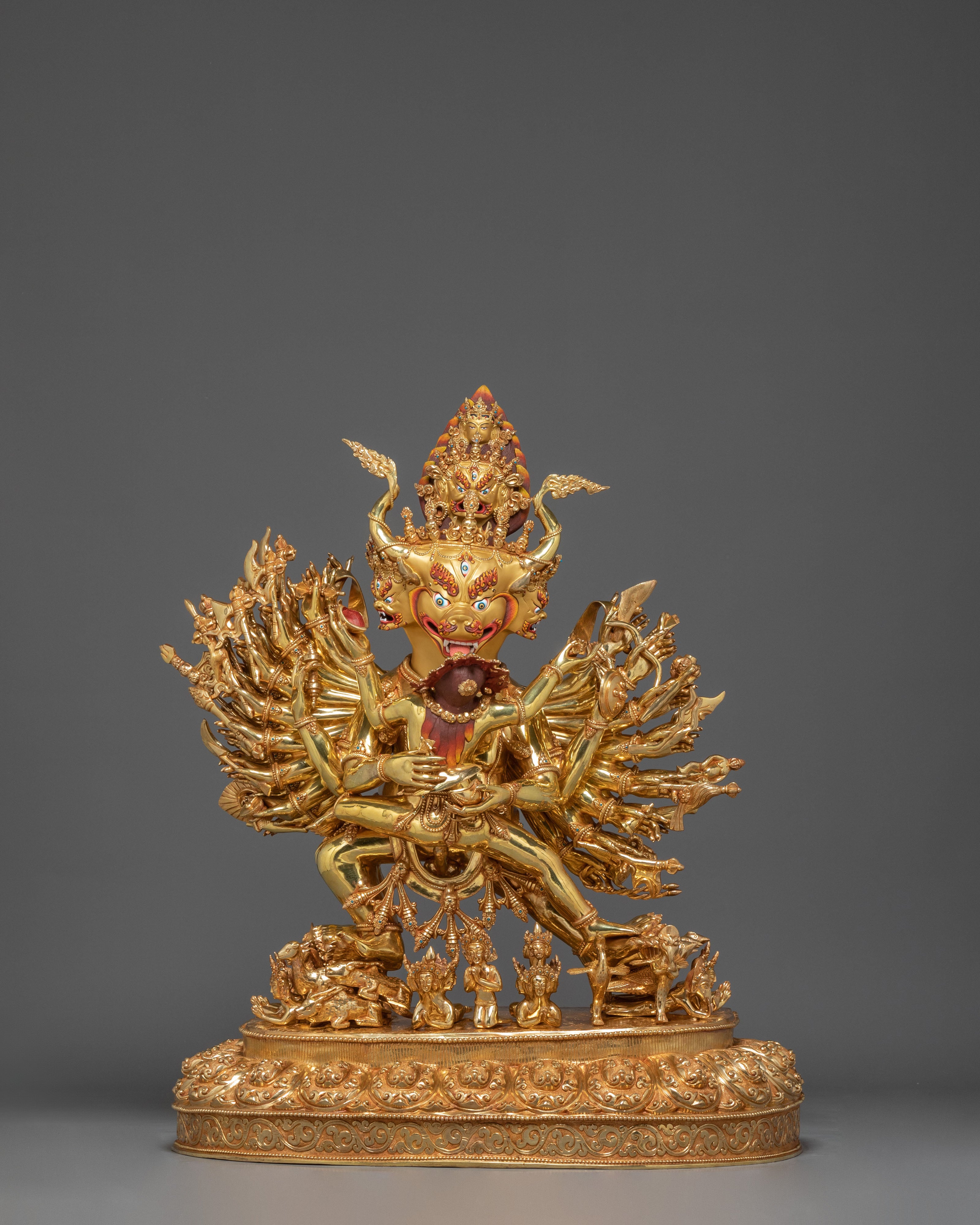 Yamantaka Fierce Protector Statue – 24K Gold Gilded Masterpiece