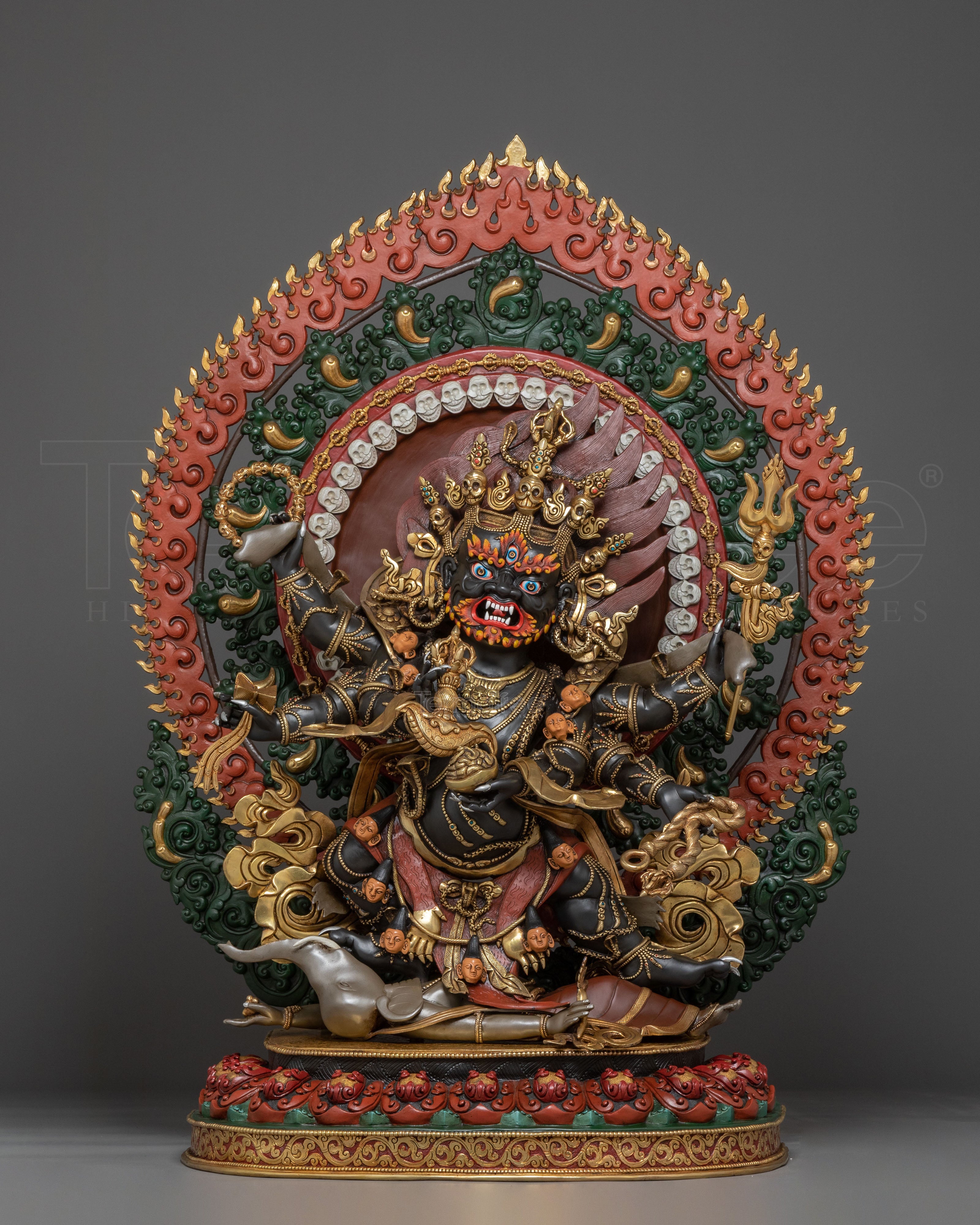 Big Six Armed Mahakala Statue - Himalayan Handcrafted Artwork