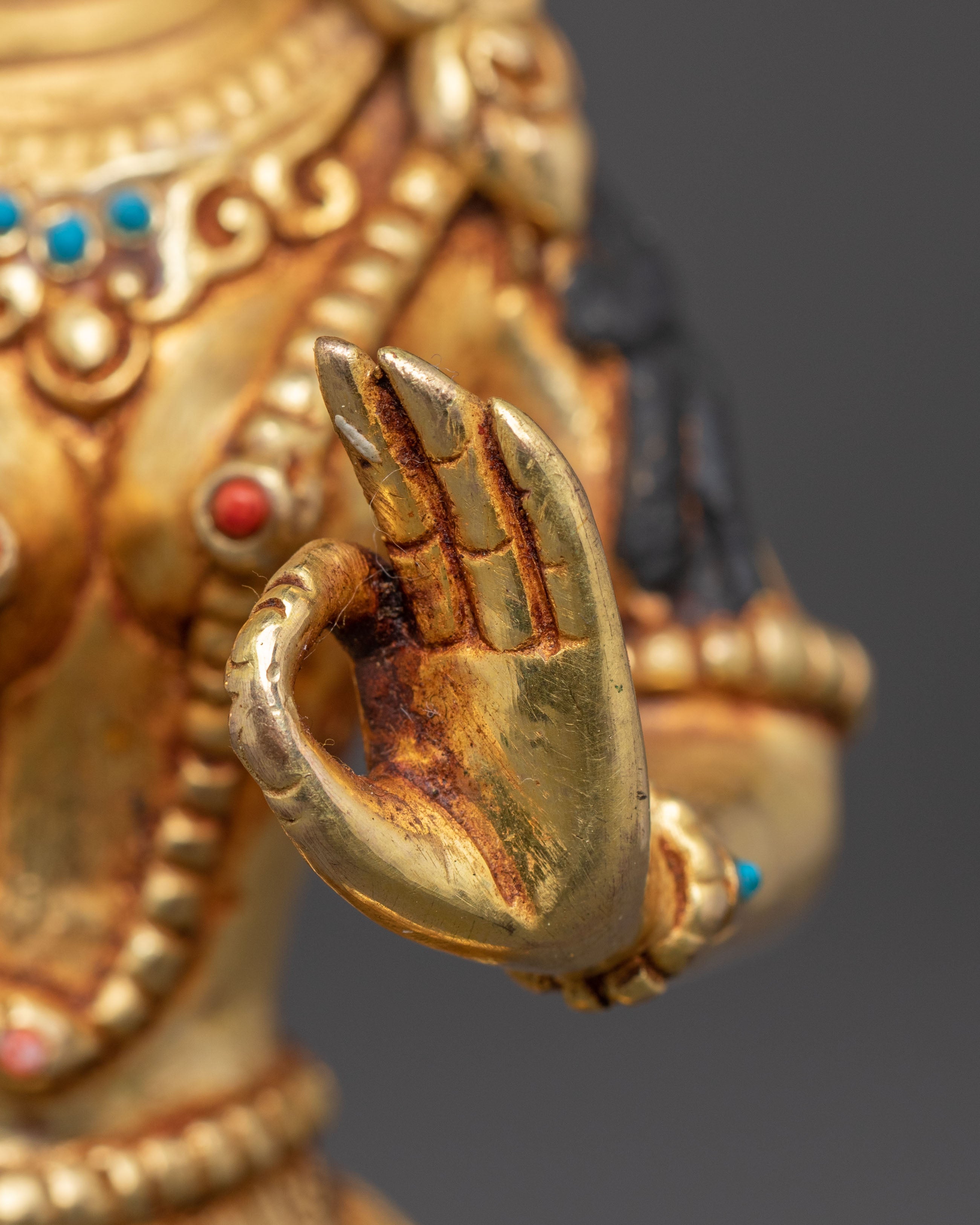 Yeshe Tsogyal Mandarava Statue Set – Gold Gilded Copper Pair