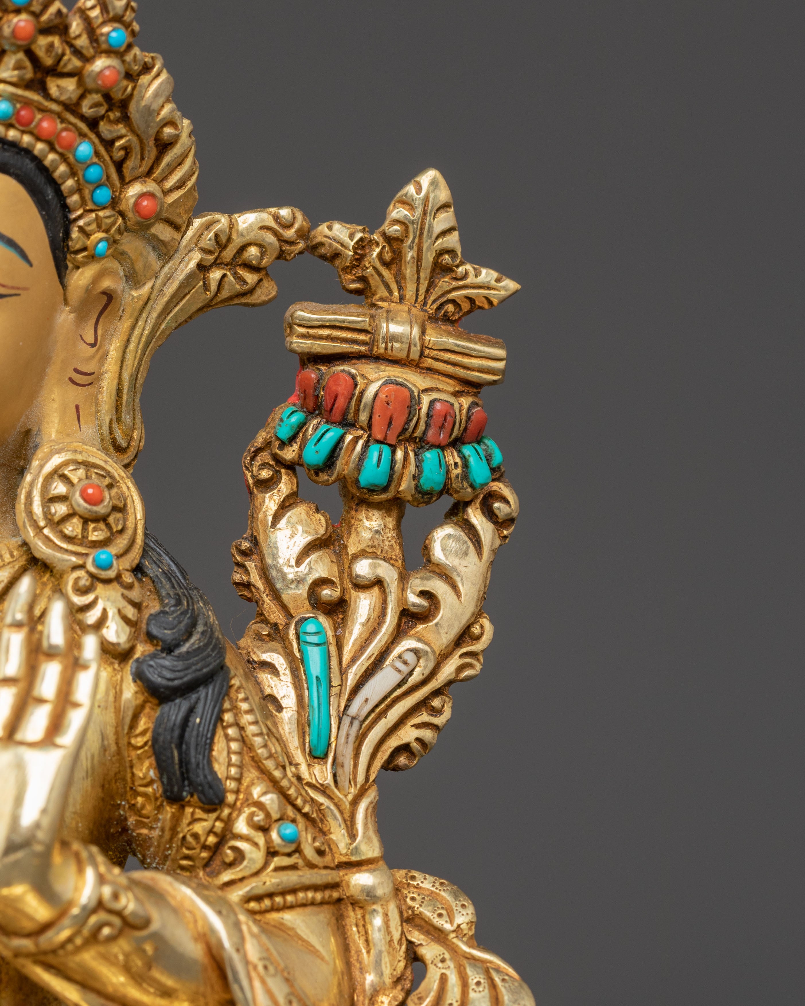 Holy Statue of Manjushri – Radiant Wisdom Sculpture