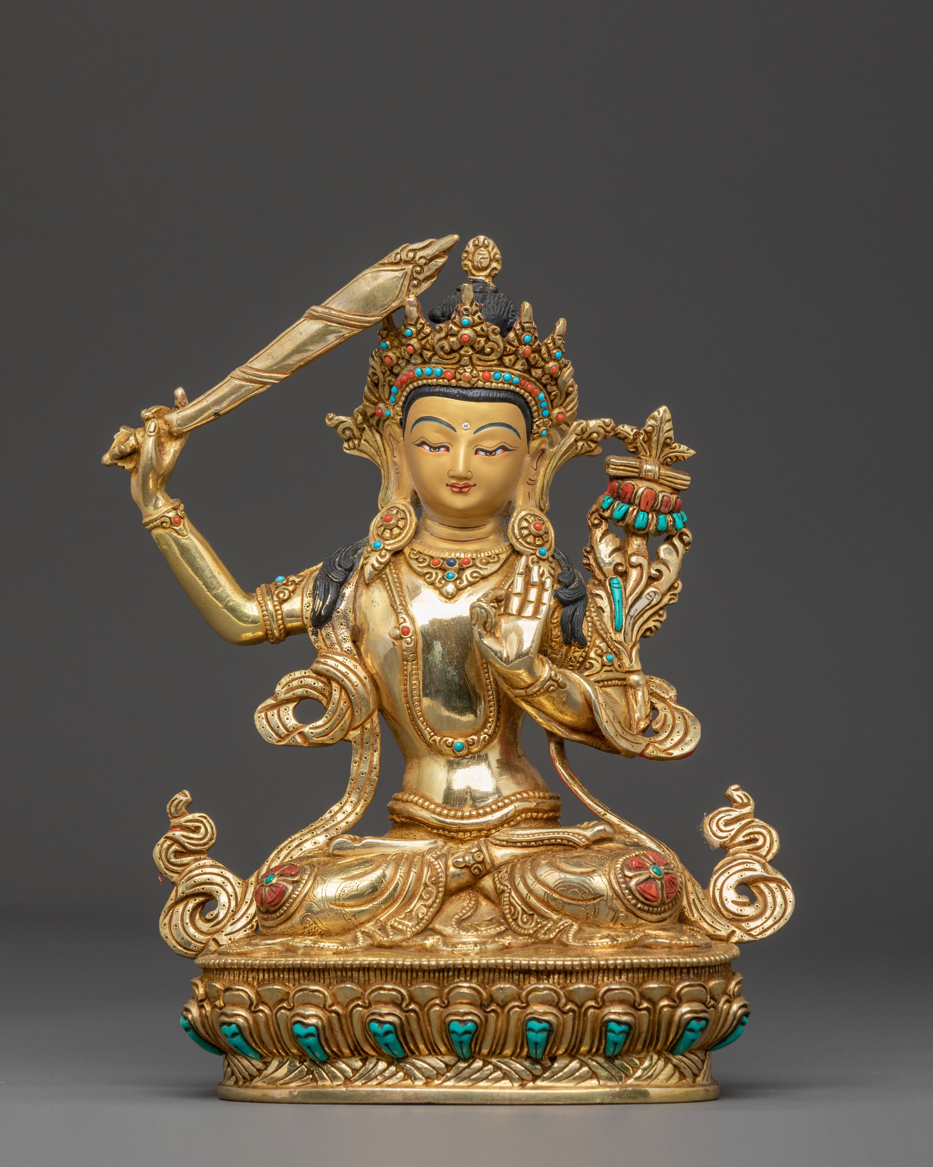 Holy Statue of Manjushri – Radiant Wisdom Sculpture