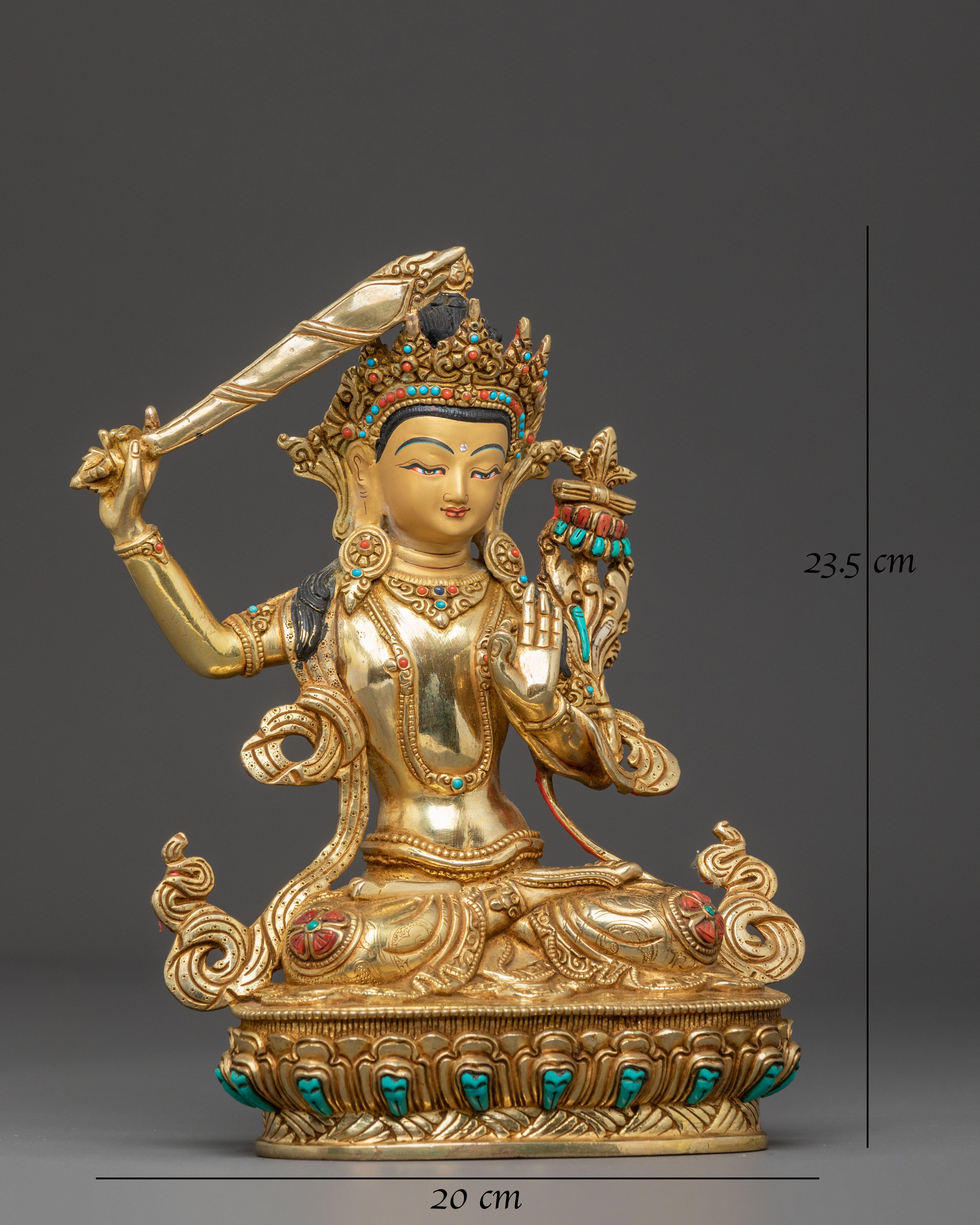 Holy Statue of Manjushri – Radiant Wisdom Sculpture