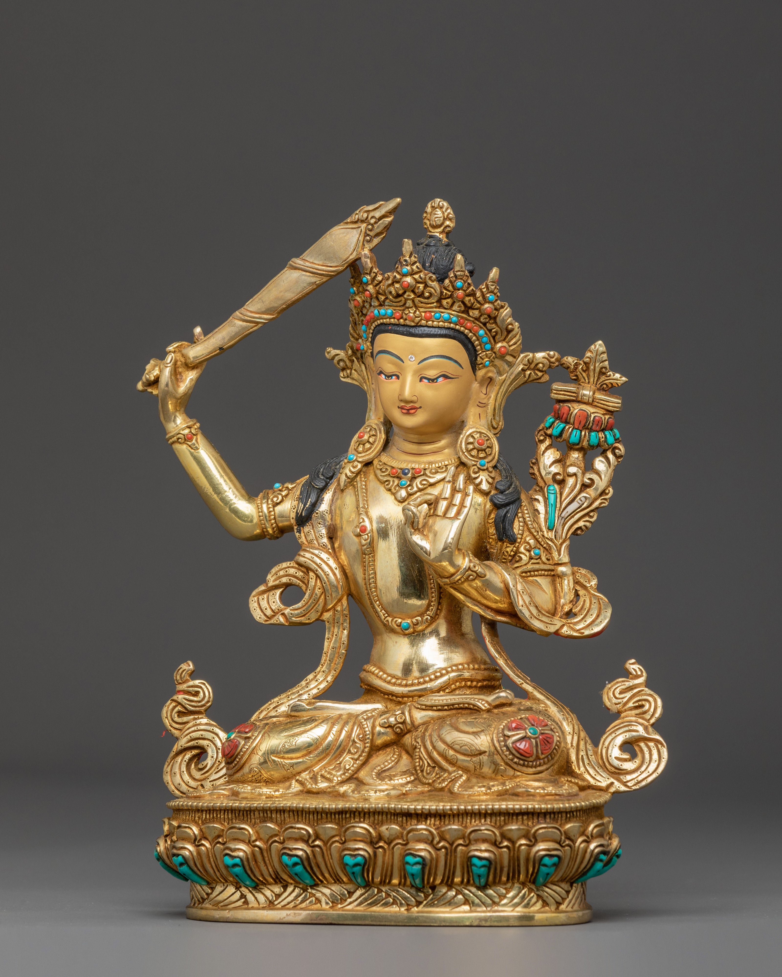 Holy Statue of Manjushri – Radiant Wisdom Sculpture