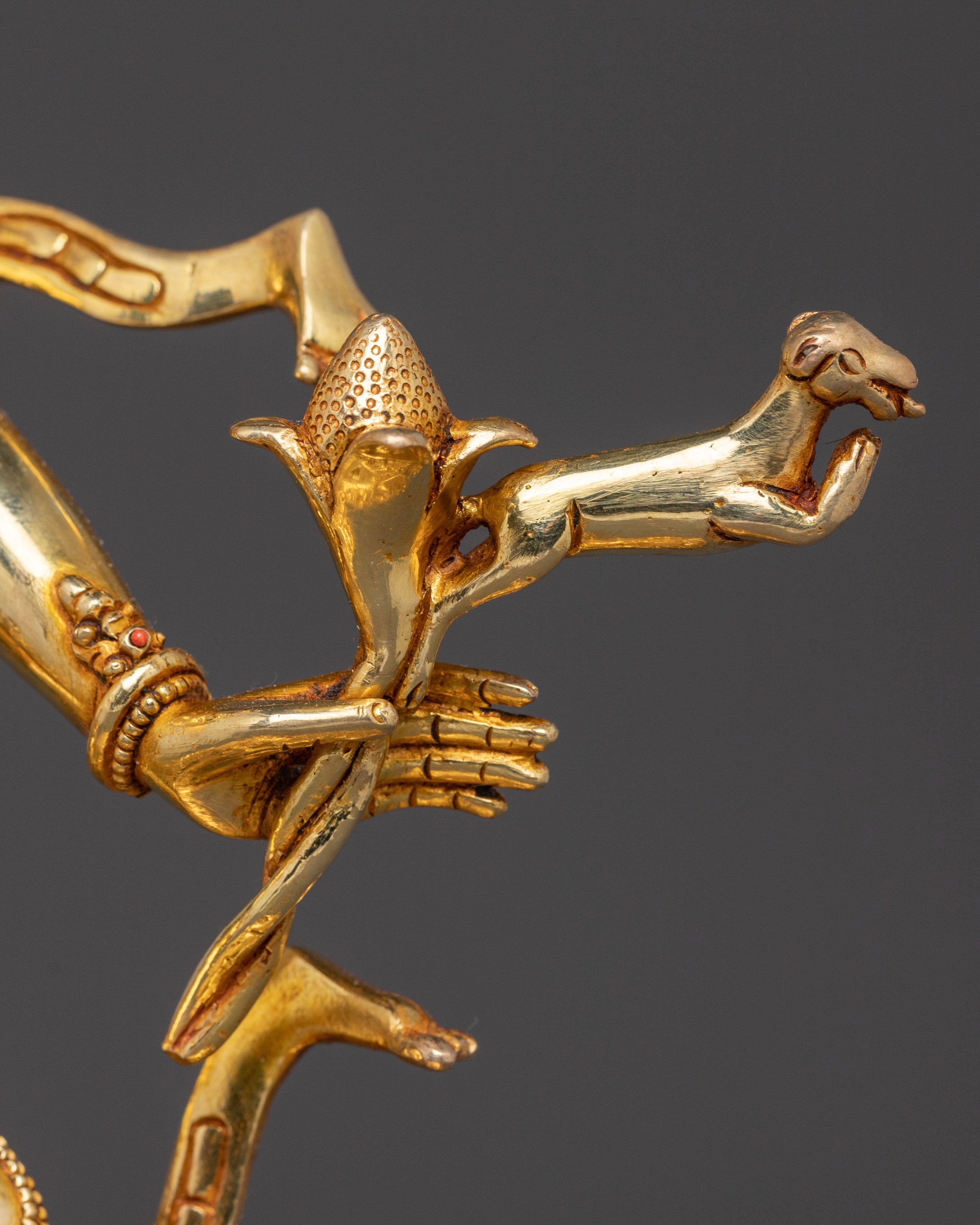 24K Gold Gilded Three Nyingma Protectors Statue – Masterpiece of Patan