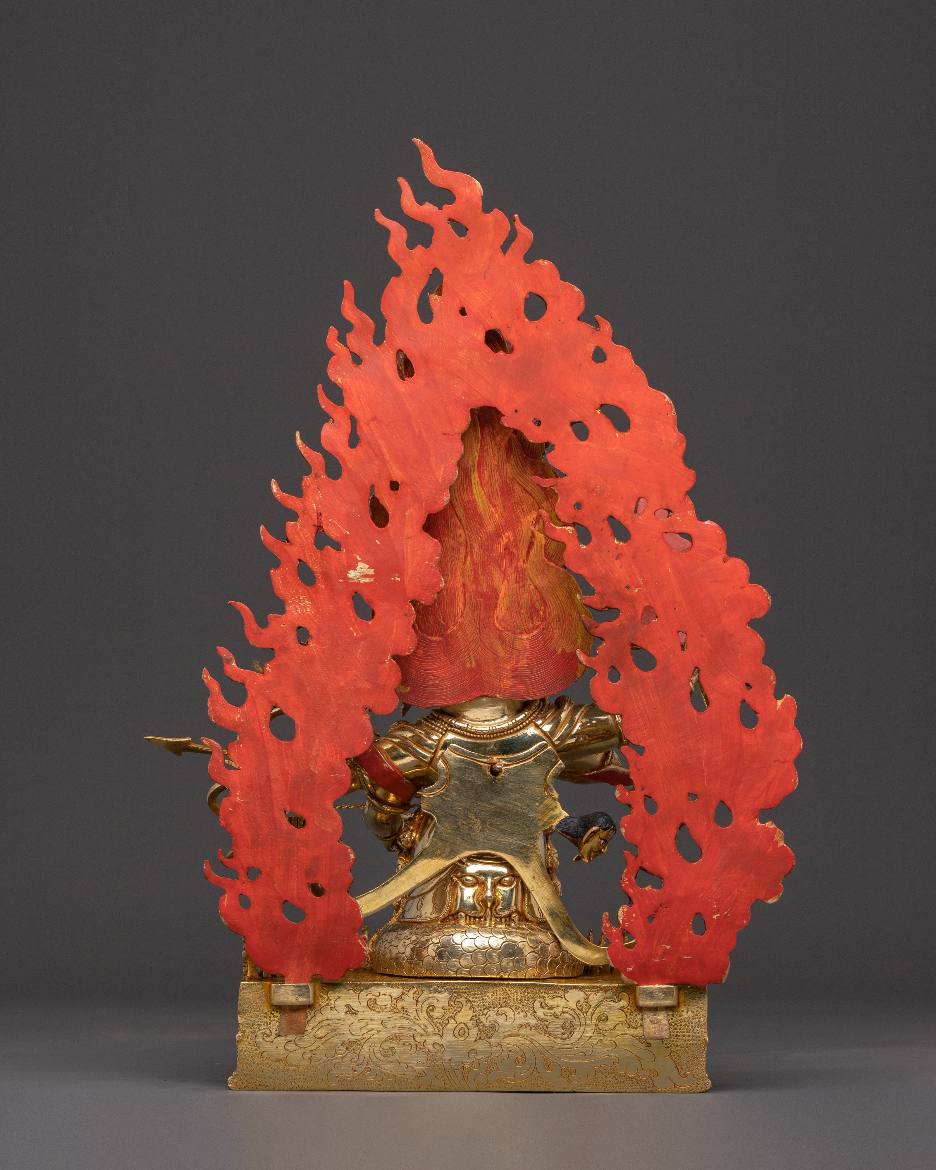 24K Gold Gilded Three Nyingma Protectors Statue – Masterpiece of Patan