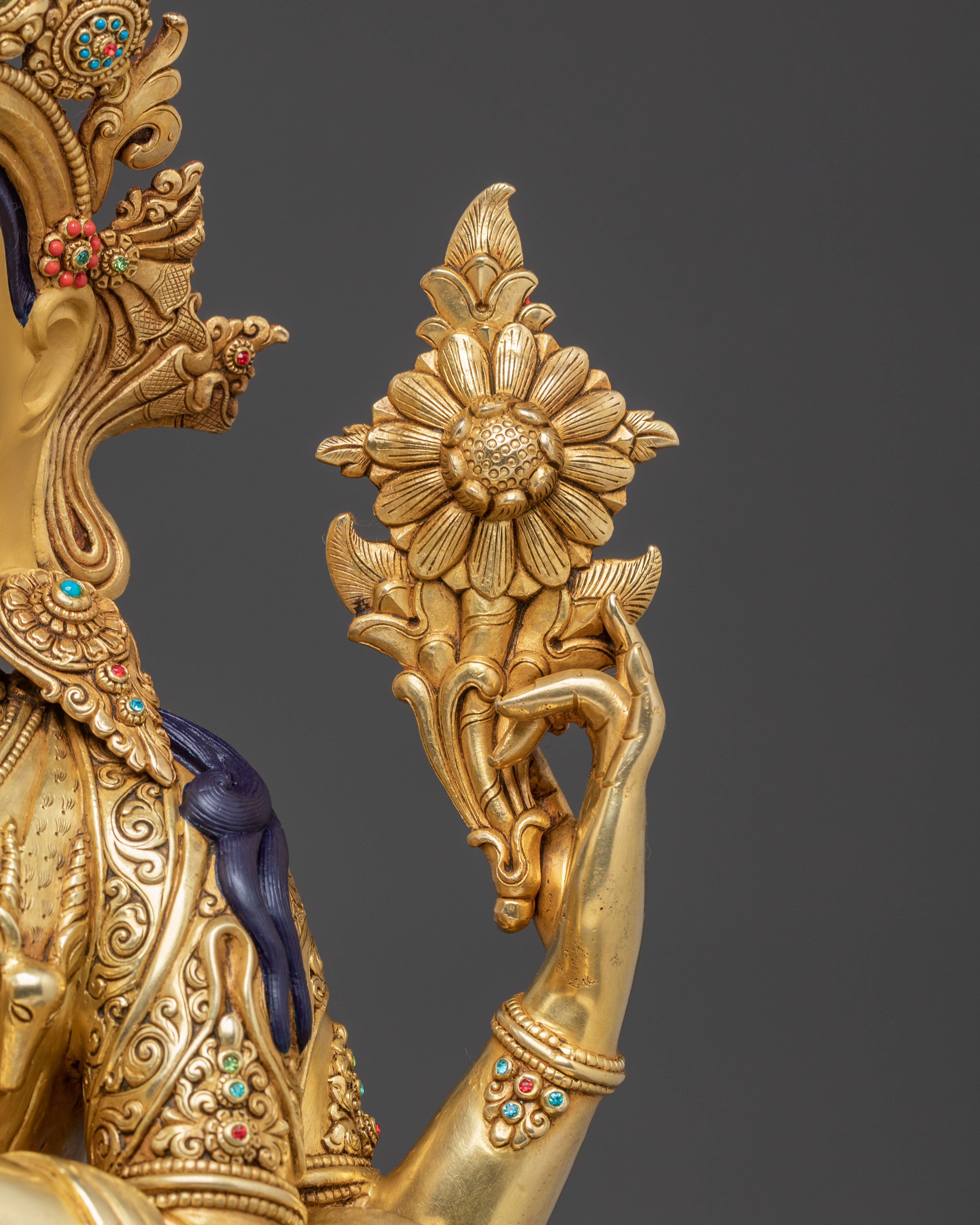 Handcrafted Divine Chenrezig Statue – 24K Gold Gilded Masterpiece