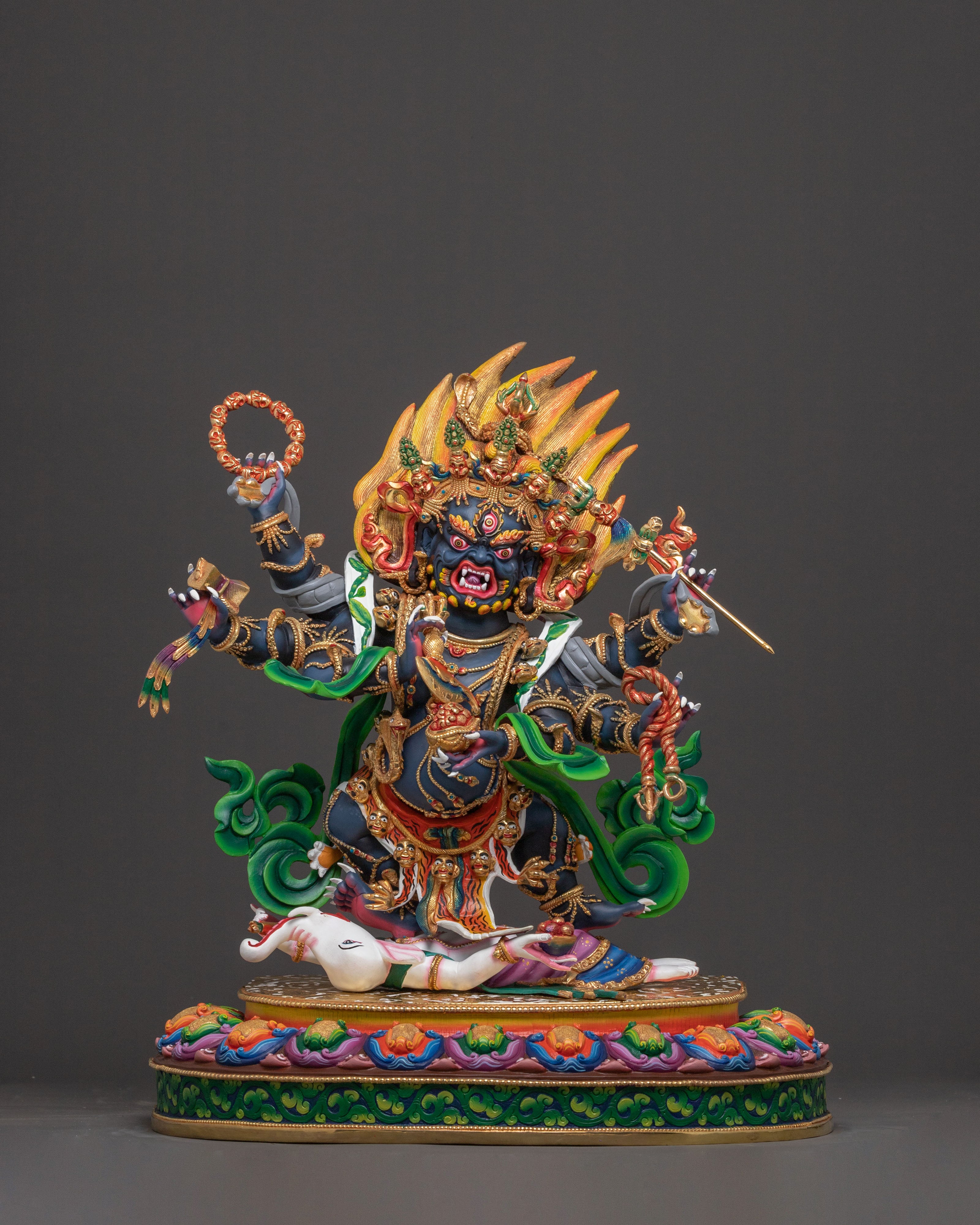 Handcrafted Six-Armed Mahakala Copper Statue – Majestic Protector