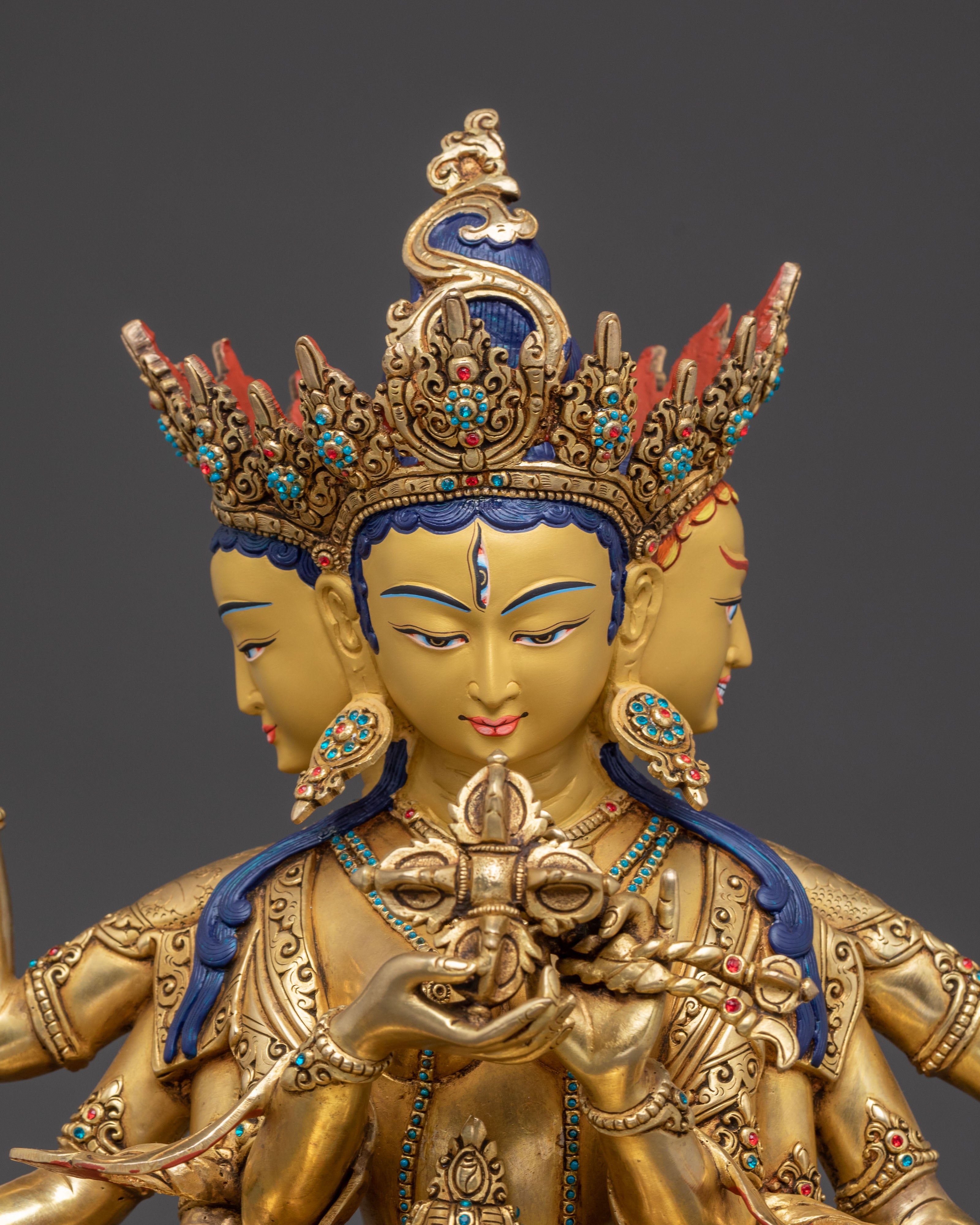 Tibetan Buddhism Deity Namgyalma Statue: Hand-Gilded Copper Masterpiece