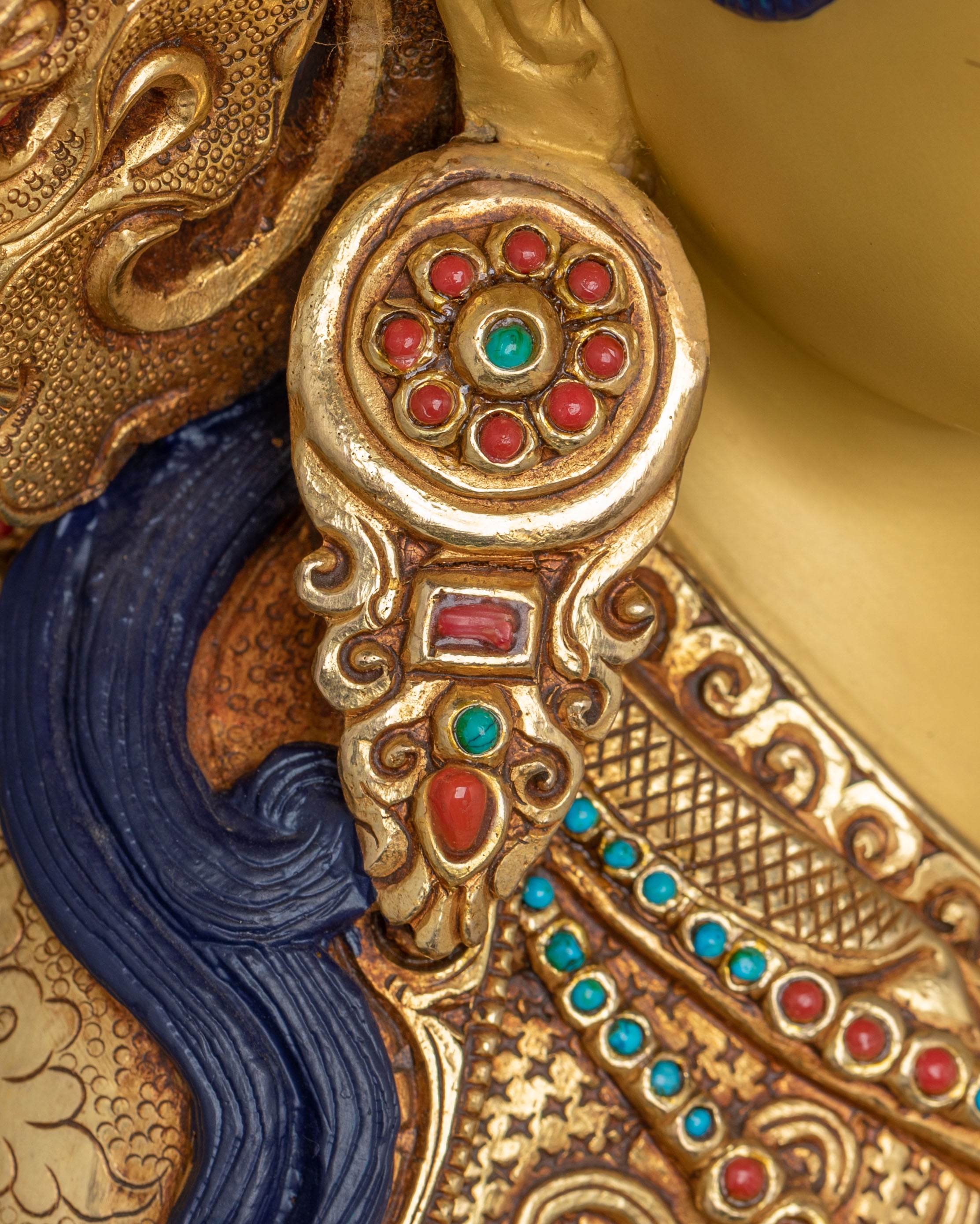 Exquisite 24K Gold Gilded Copper Guru Rinpoche Statue