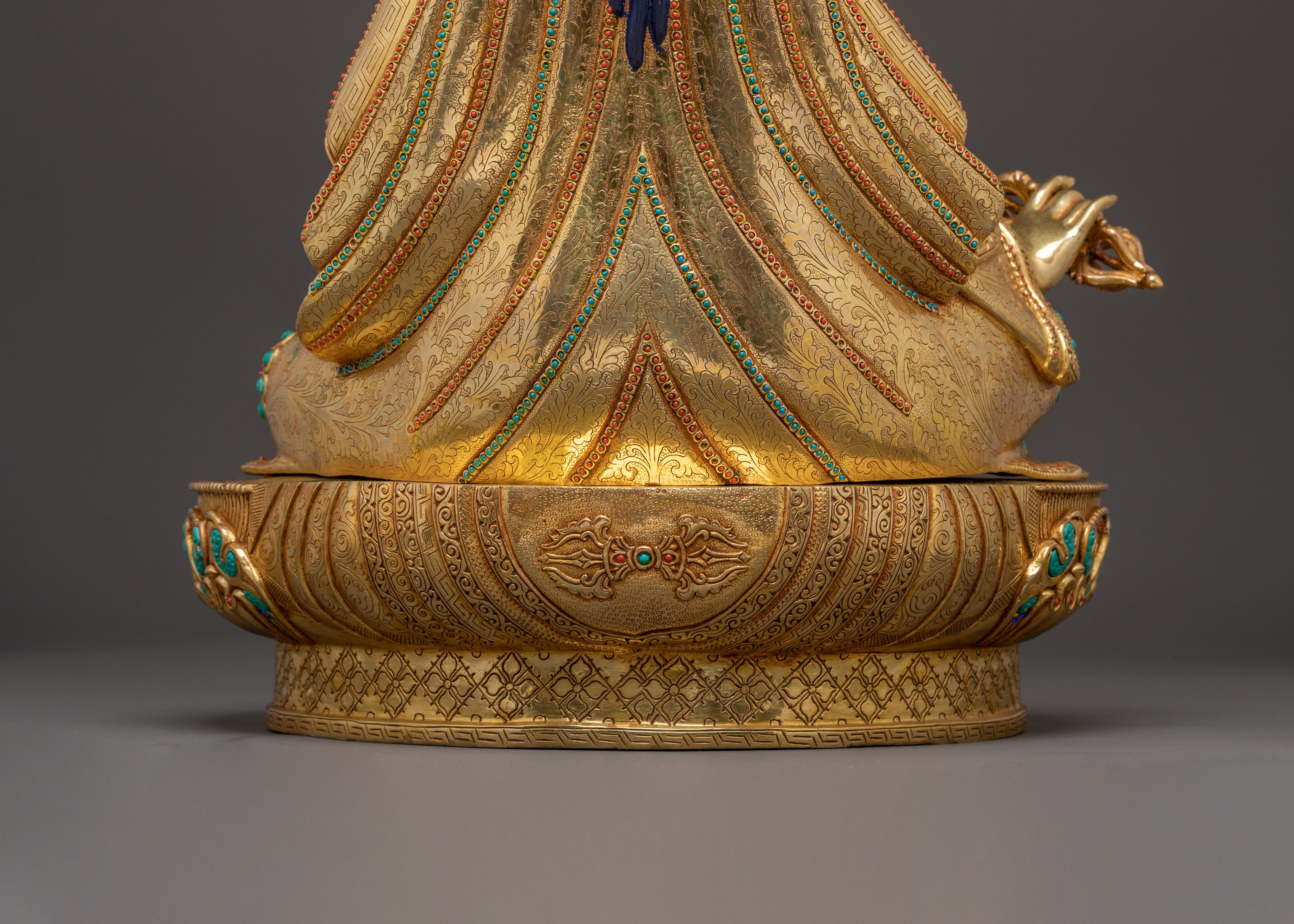 Exquisite 24K Gold Gilded Copper Guru Rinpoche Statue