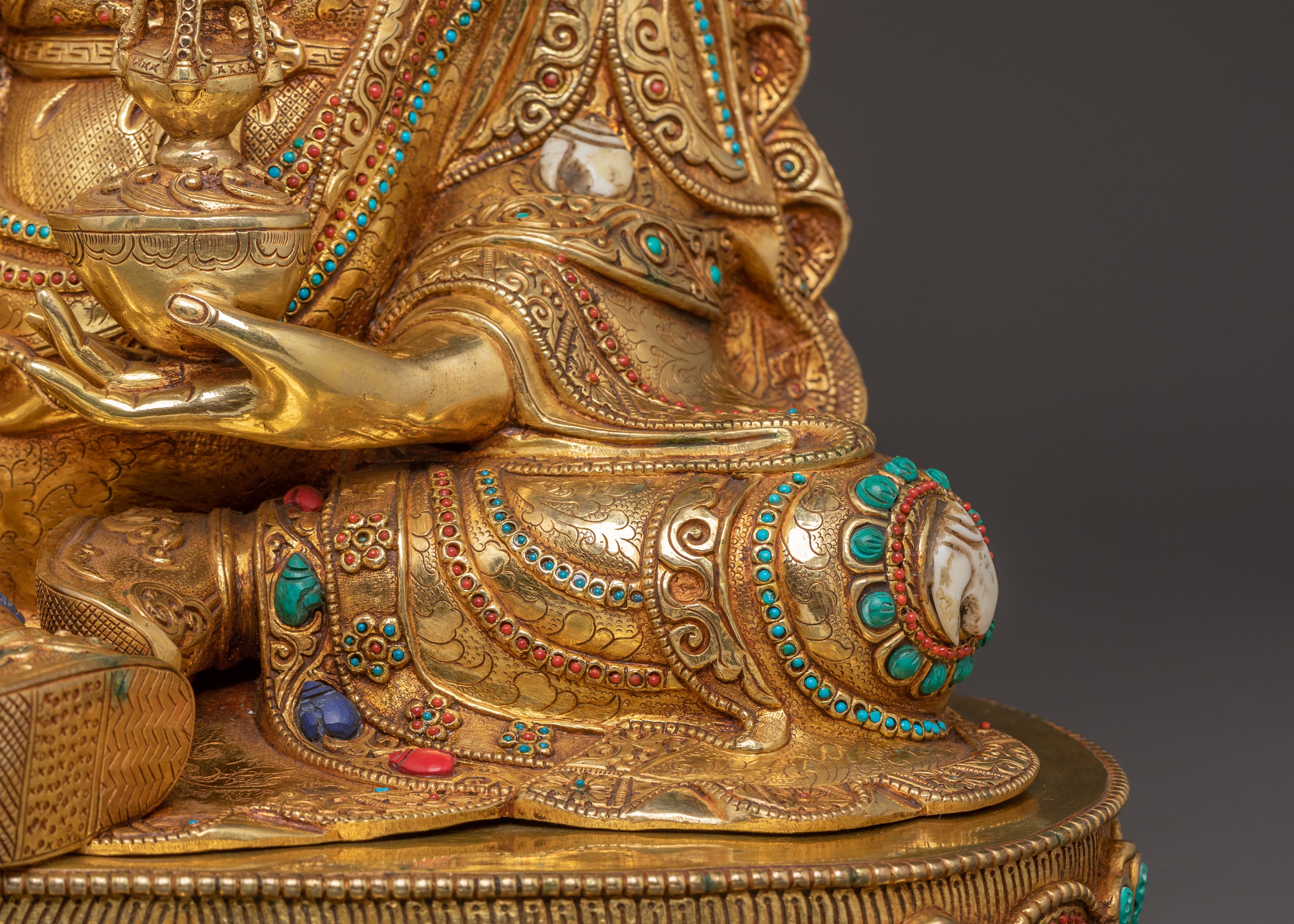 Exquisite 24K Gold Gilded Copper Guru Rinpoche Statue