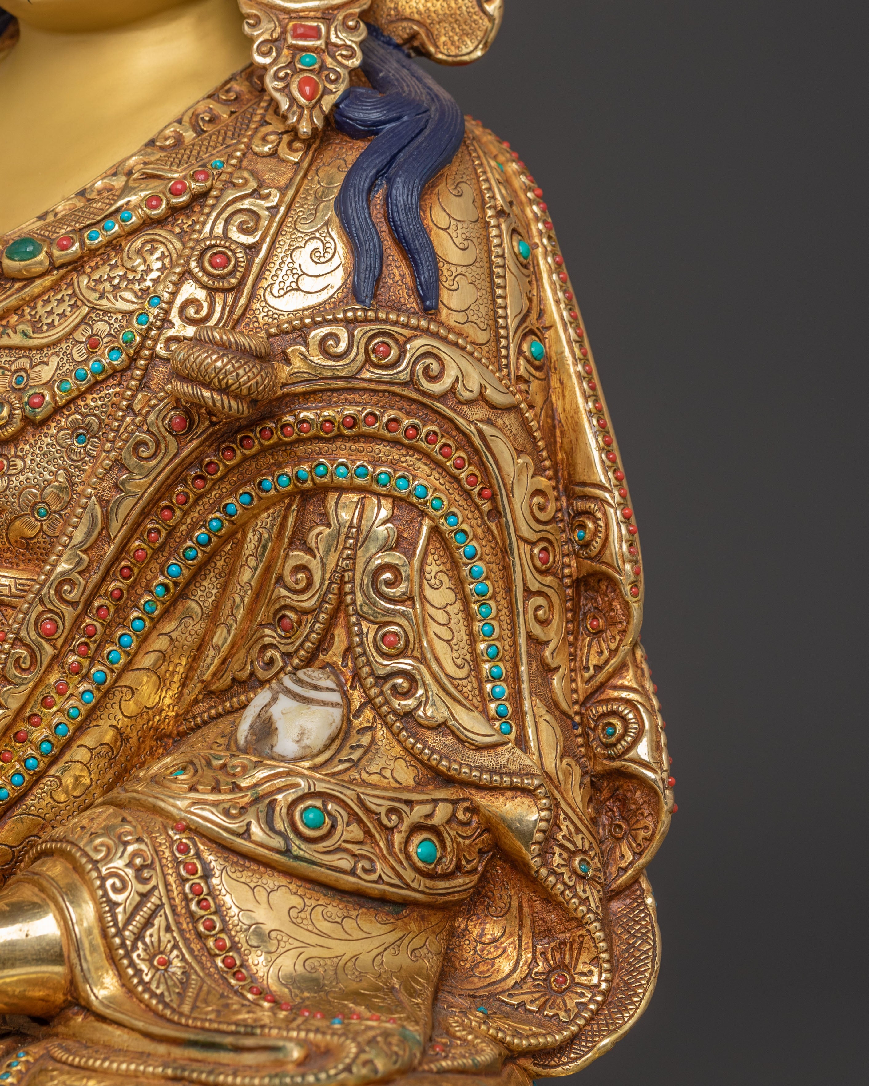 Exquisite 24K Gold Gilded Copper Guru Rinpoche Statue