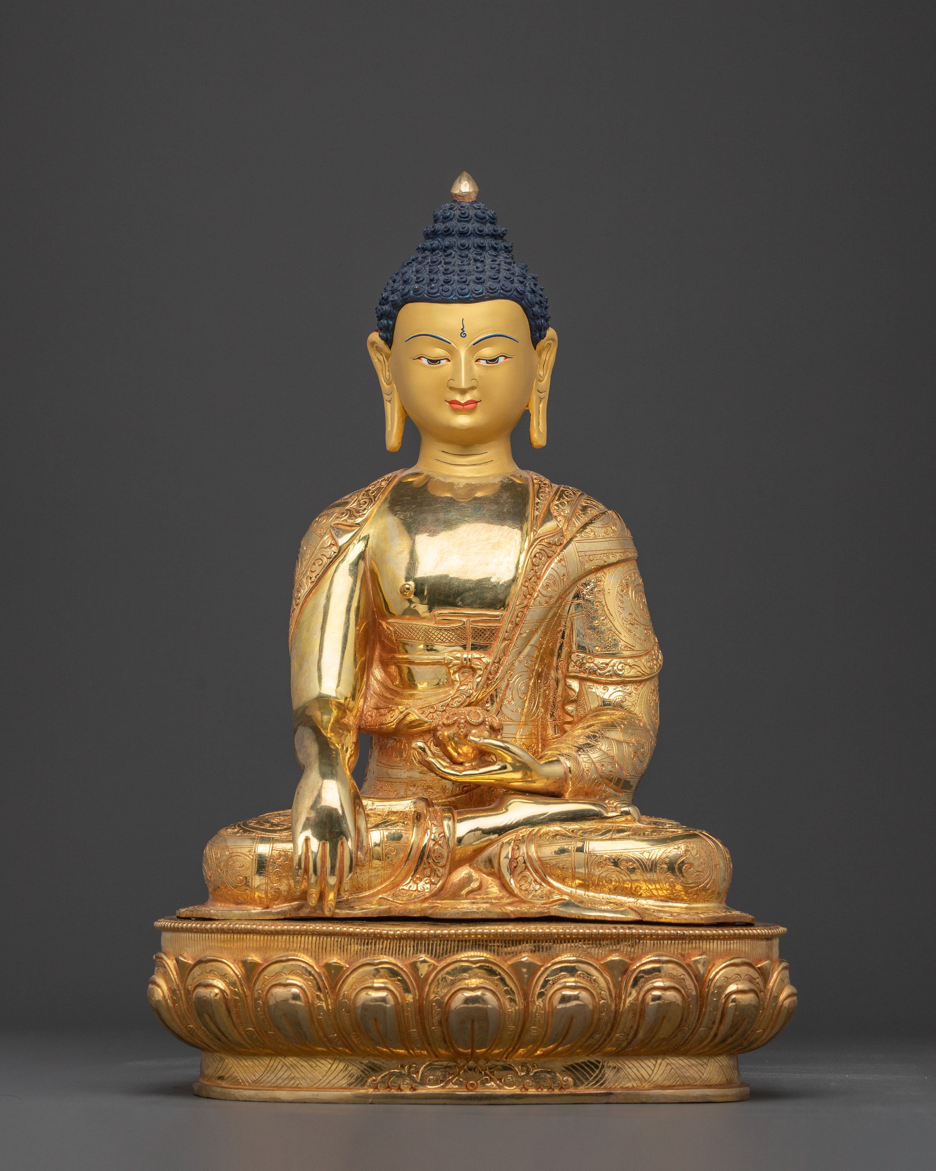 Shakyamuni Buddha Sacred Sculpture – Handcrafted Gold Gilded Statue