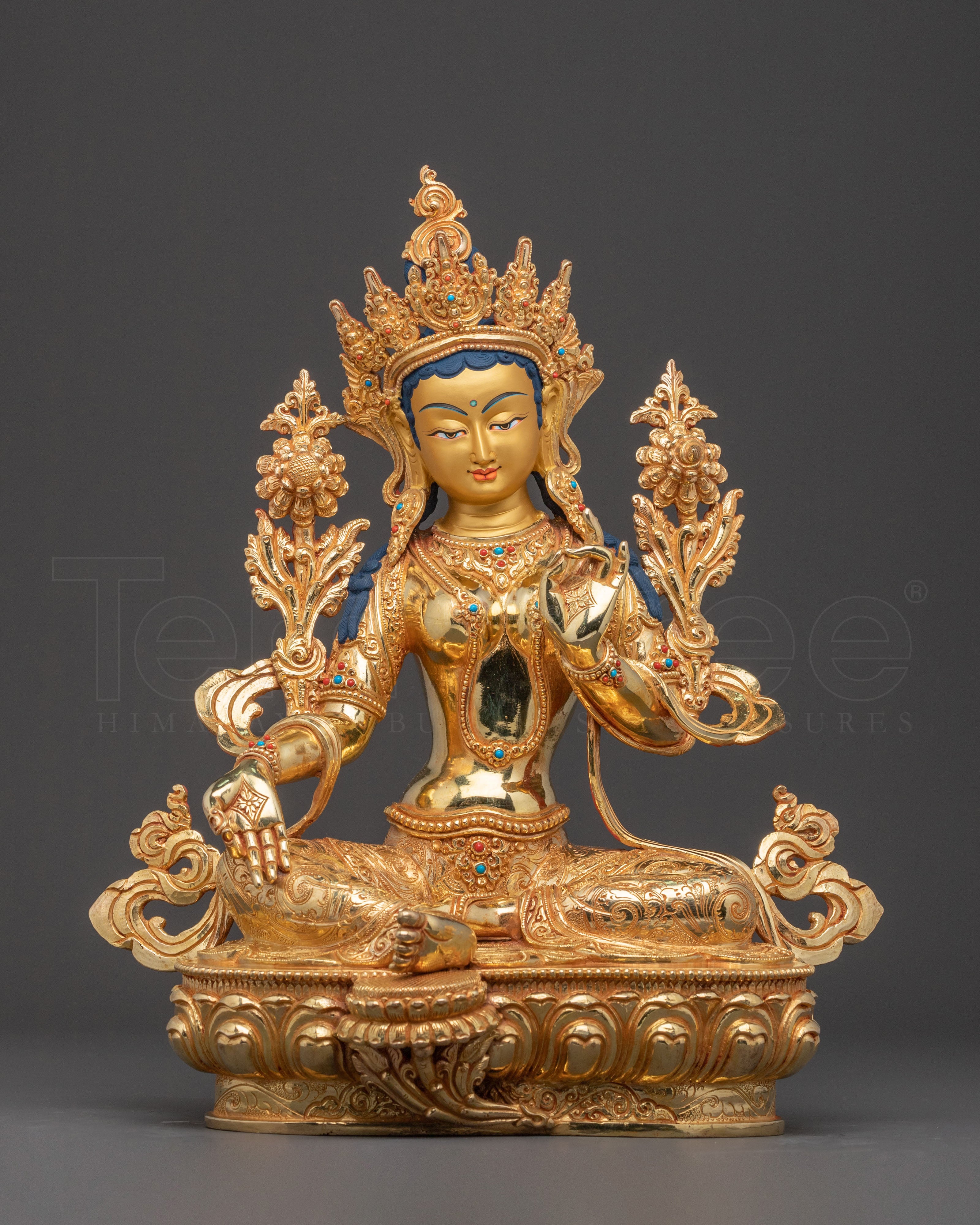 Sacred Statue of Mother Shyama Tara – Hand-Gilded Copper Statue