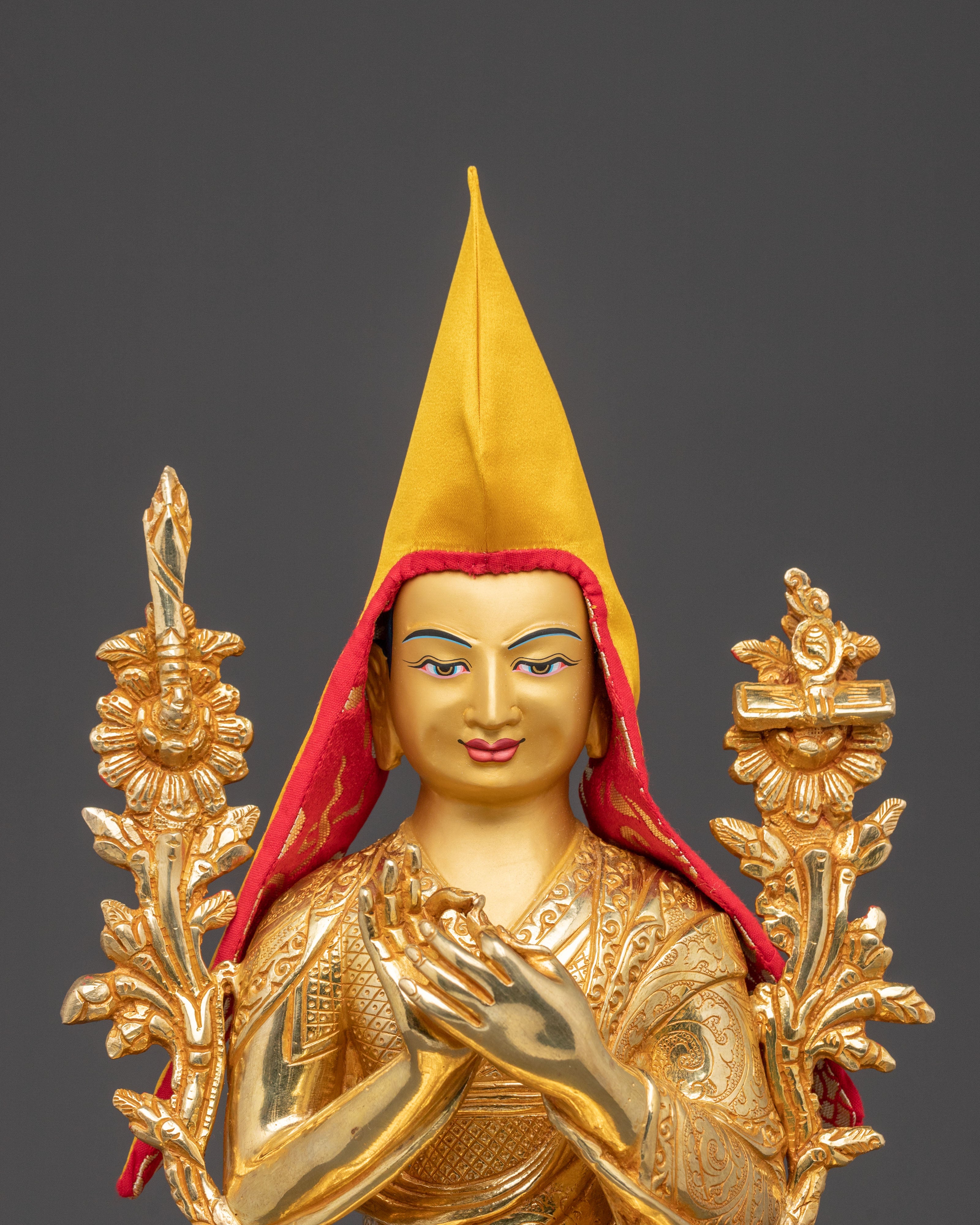 Sacred Tsongkhapa Statue Set | Sacred Meditation Teacher Sculpture