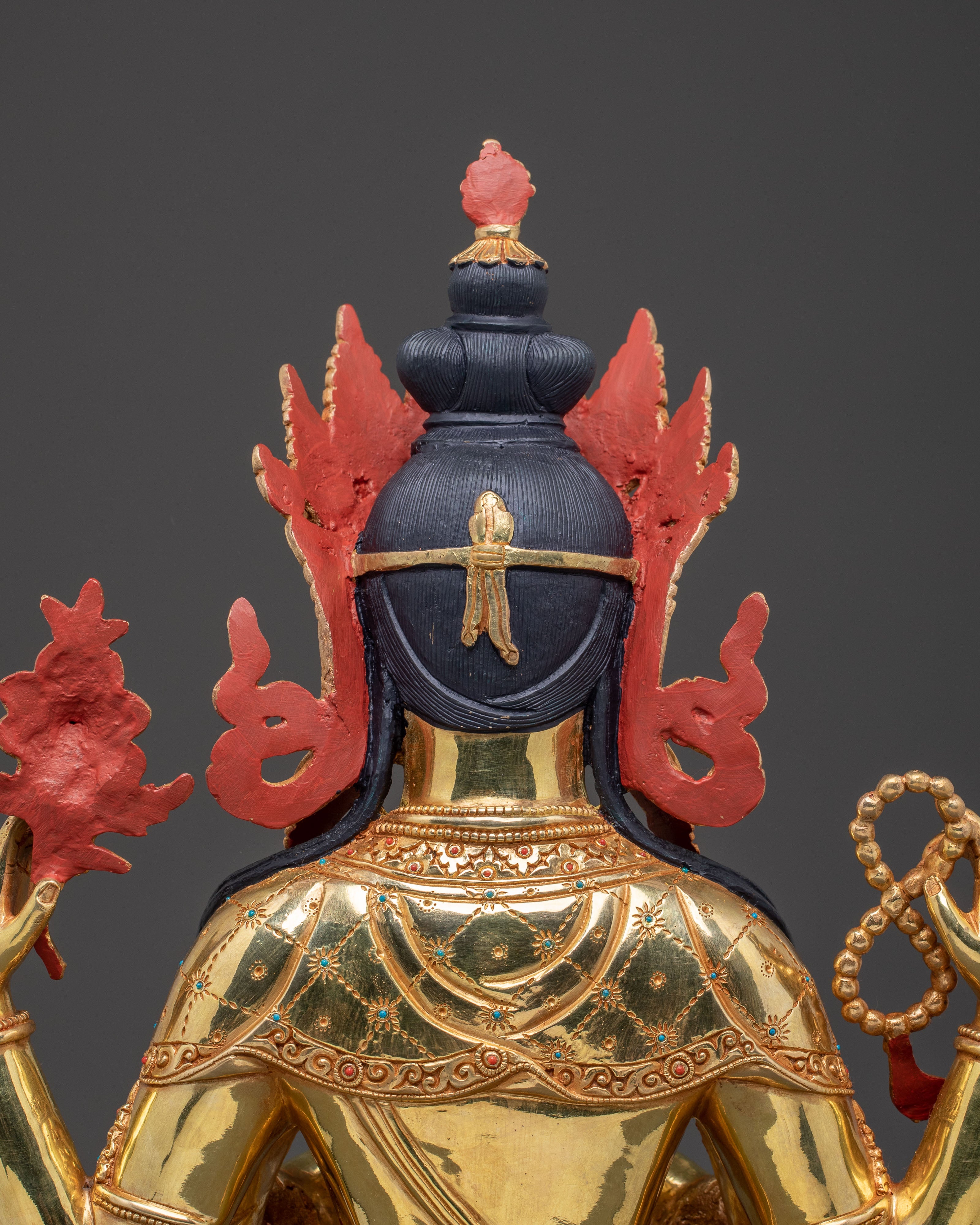 24k Gold Gilded Chenrezig Sacred Statue — Handcrafted Splendor
