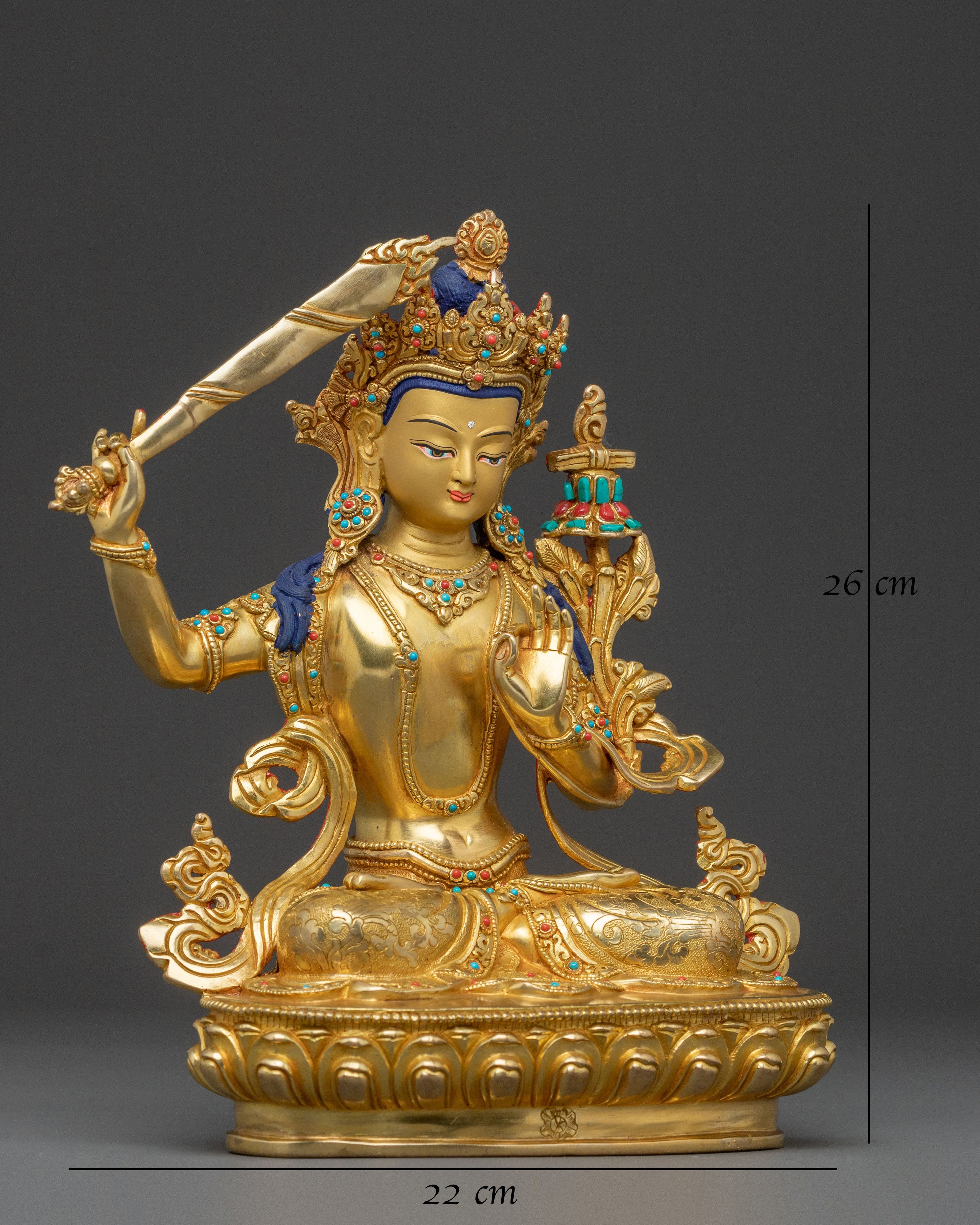 Manjushri Spiritual Statue: Gilded Wisdom