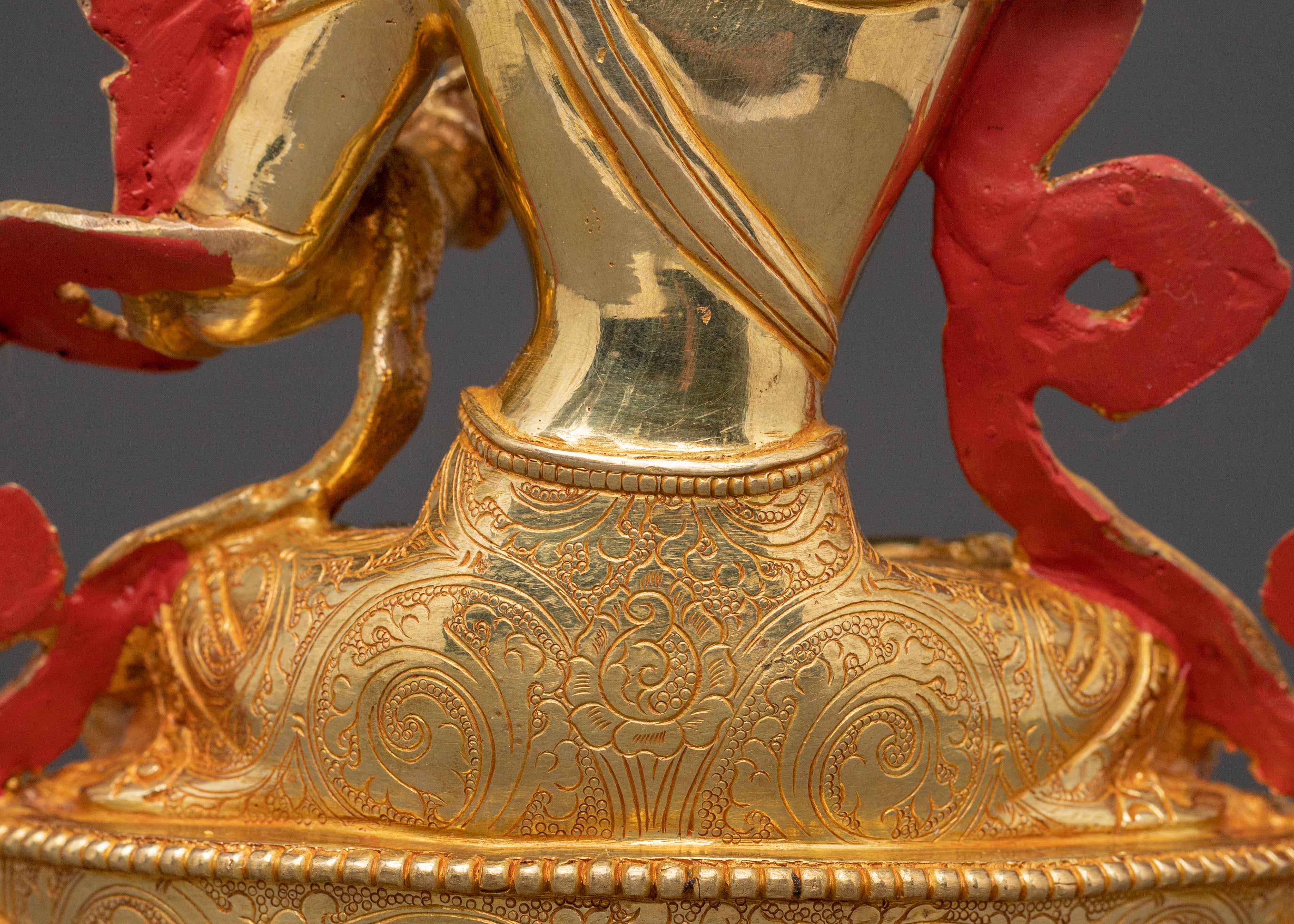 Handcrafted Manjushri Sacred Statue – Gilded Copper & Gemstone Art