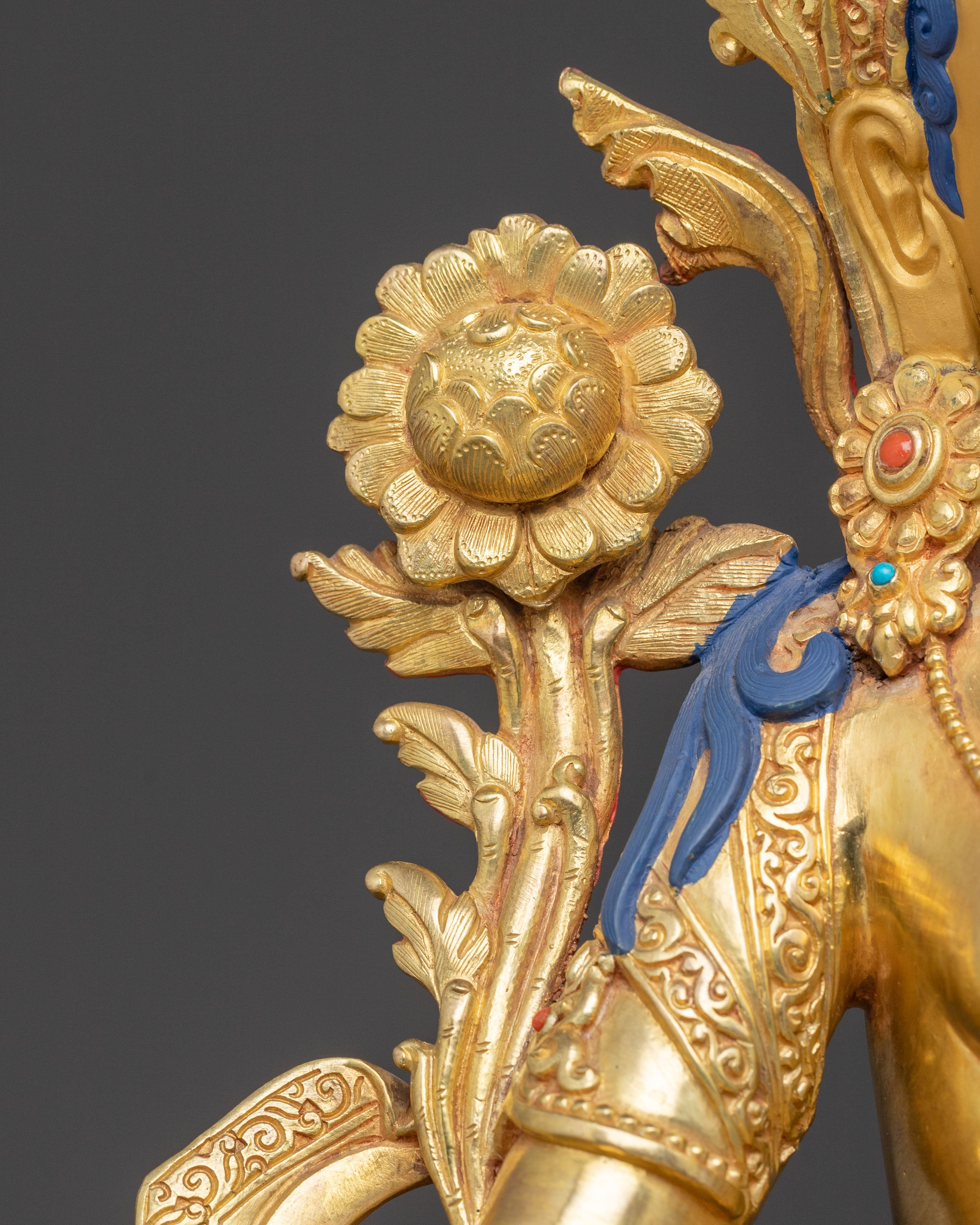 Green Tara Compassionate Statue – 24K Gilded Copper Art