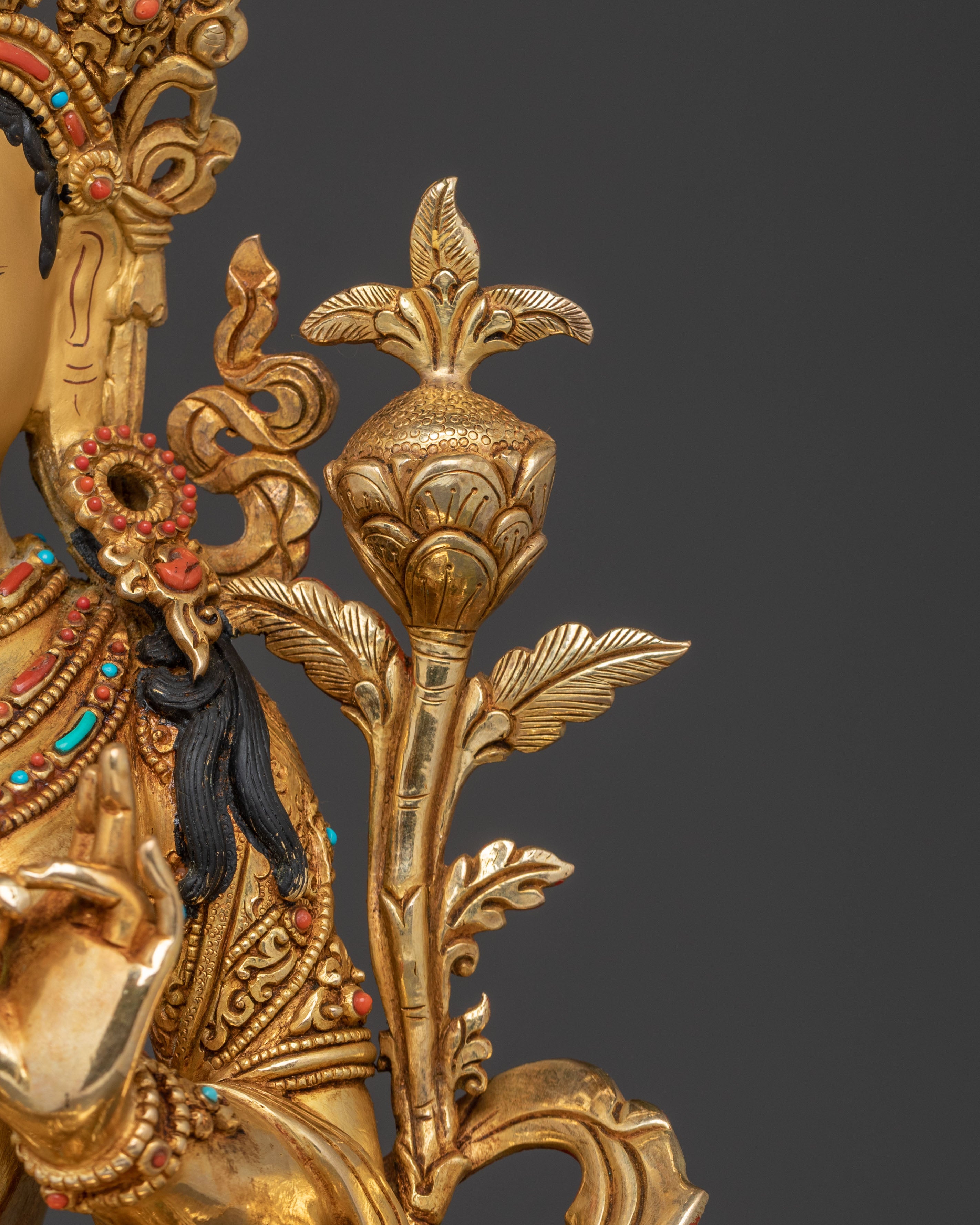 Green Tara Serenity Statue | 24K Gold Gilded