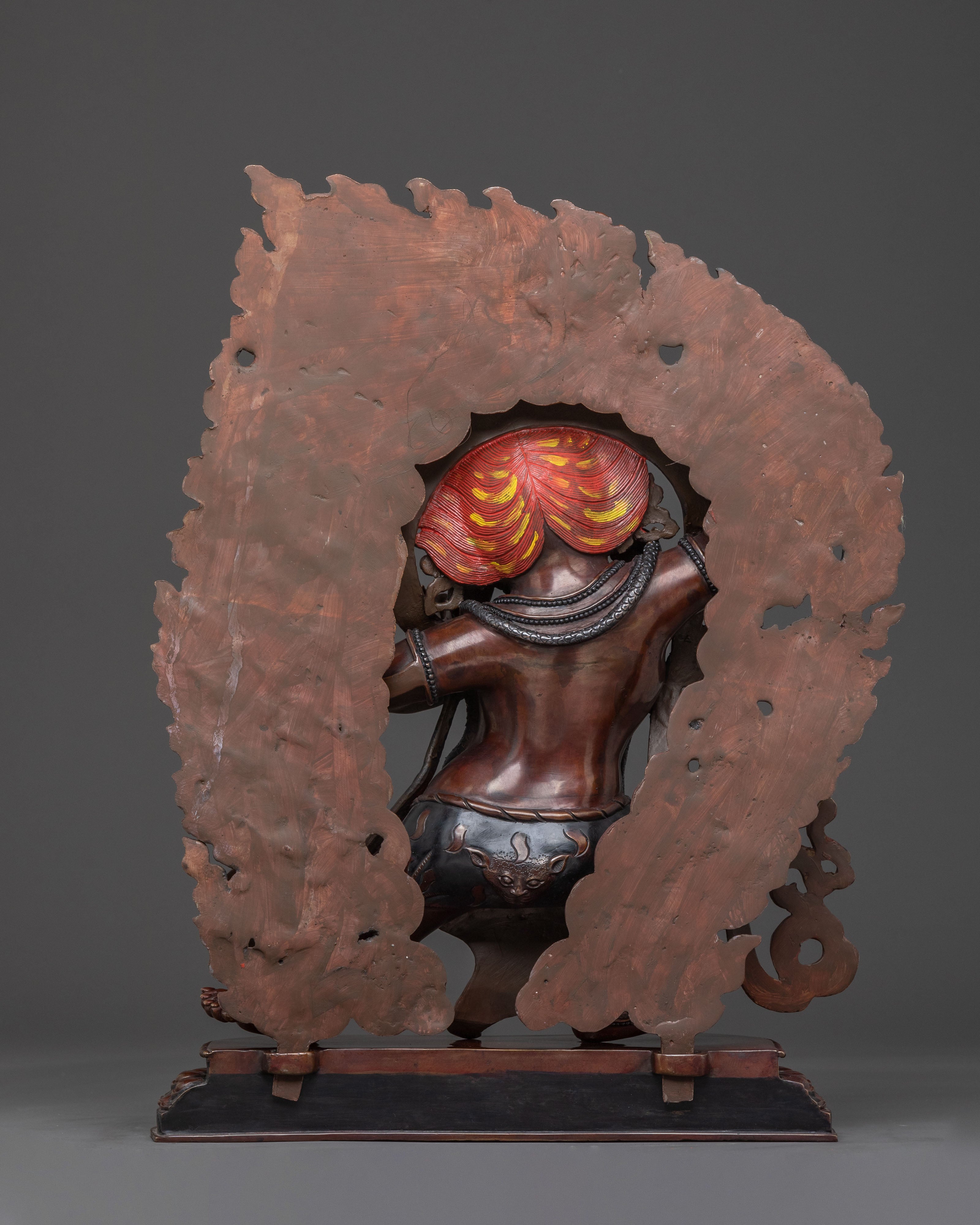 Vajrapani's Dynamic Presence: Divine Statue of Vajrapani in Oxidized Copper