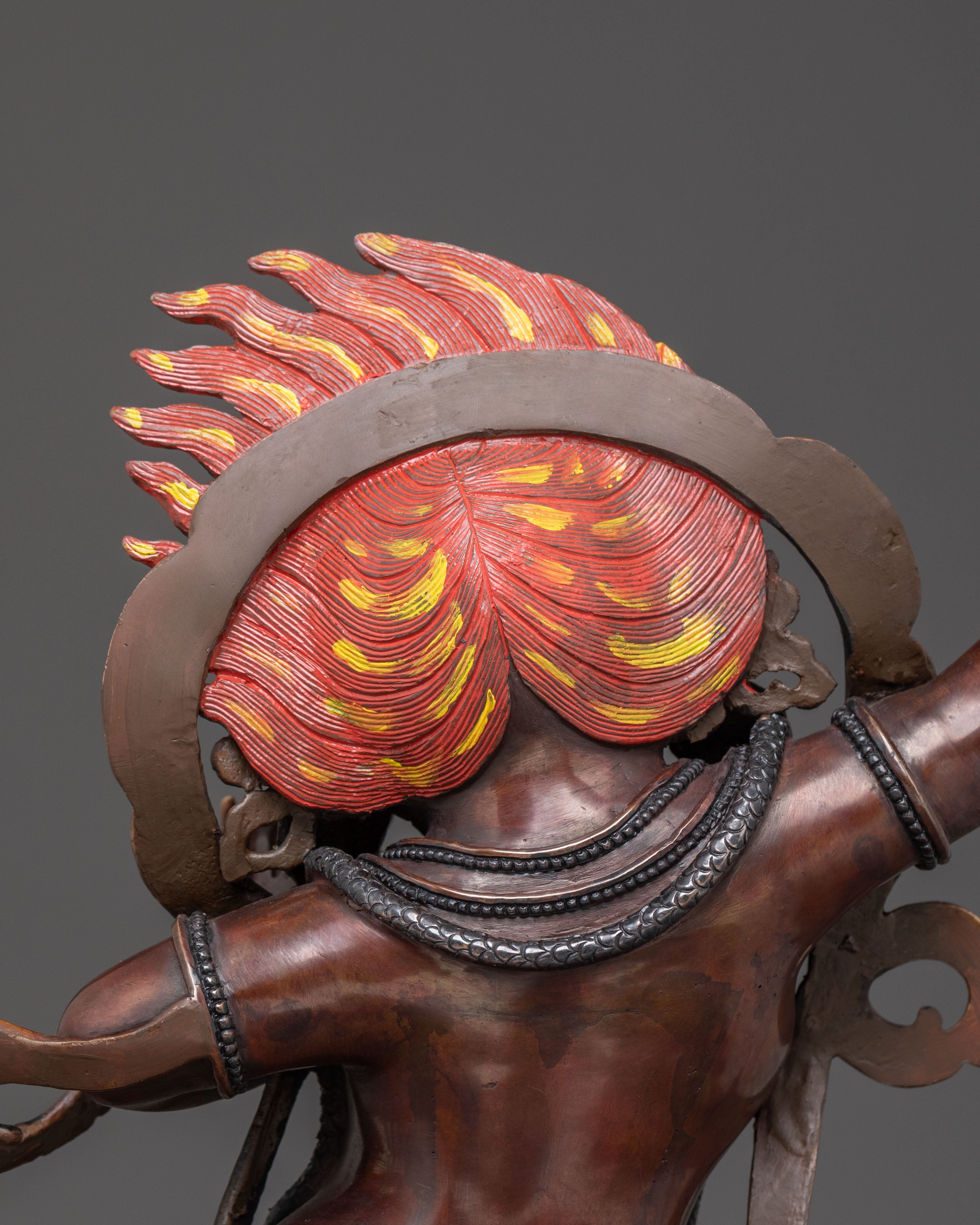 Vajrapani's Dynamic Presence: Divine Statue of Vajrapani in Oxidized Copper