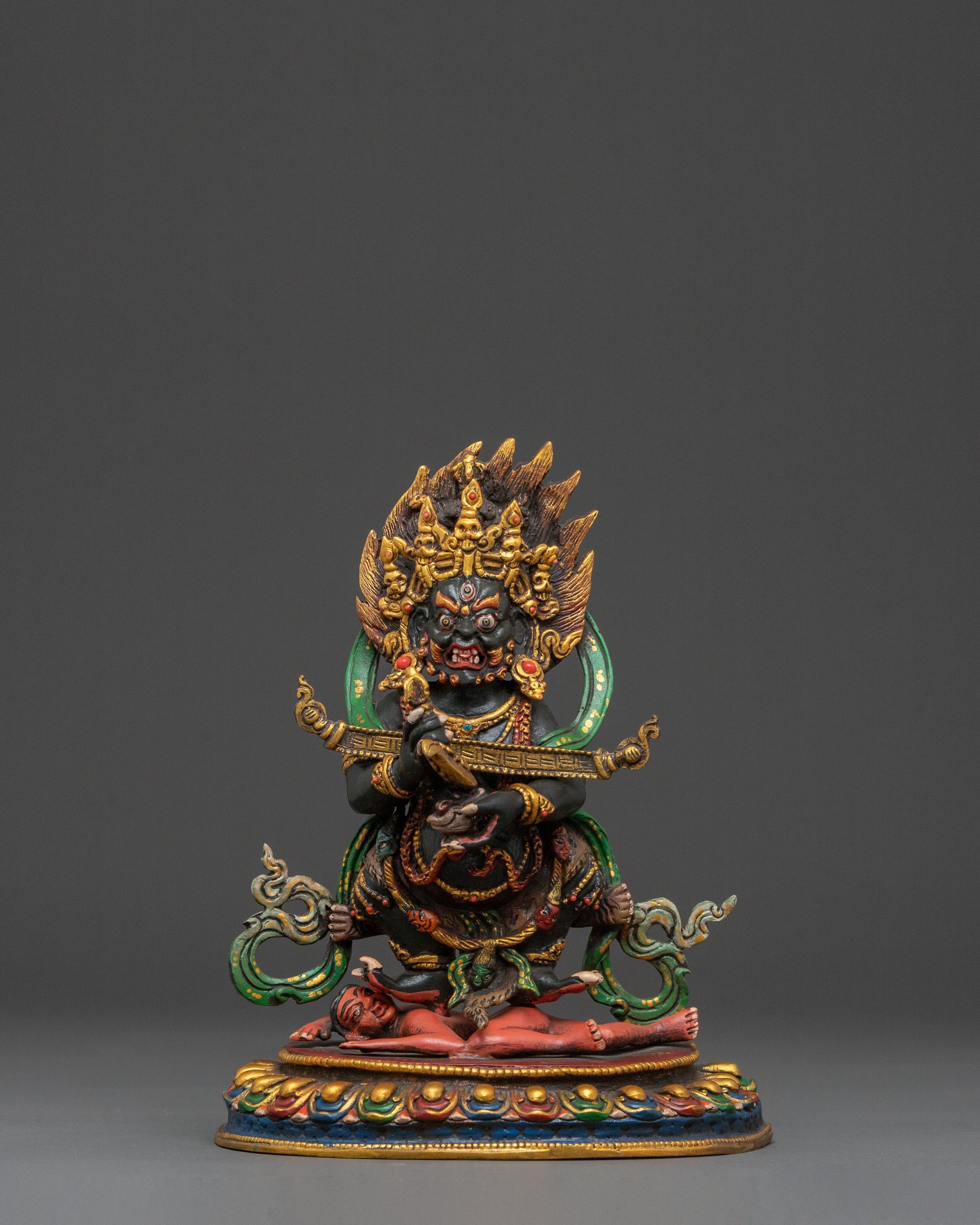 Sakya Mahakala Protection Statue – Hand-Gilded Copper Art