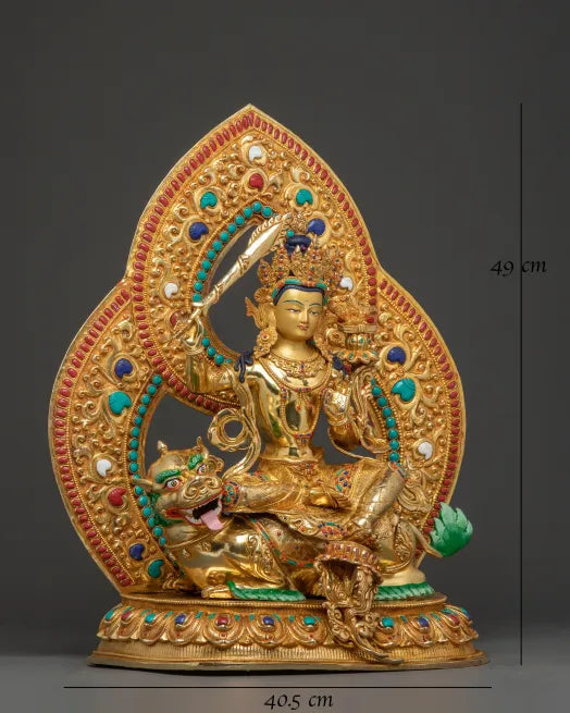 Simhanada Manjushri and Samanthabhadra Statue Set | Nepali Artistry