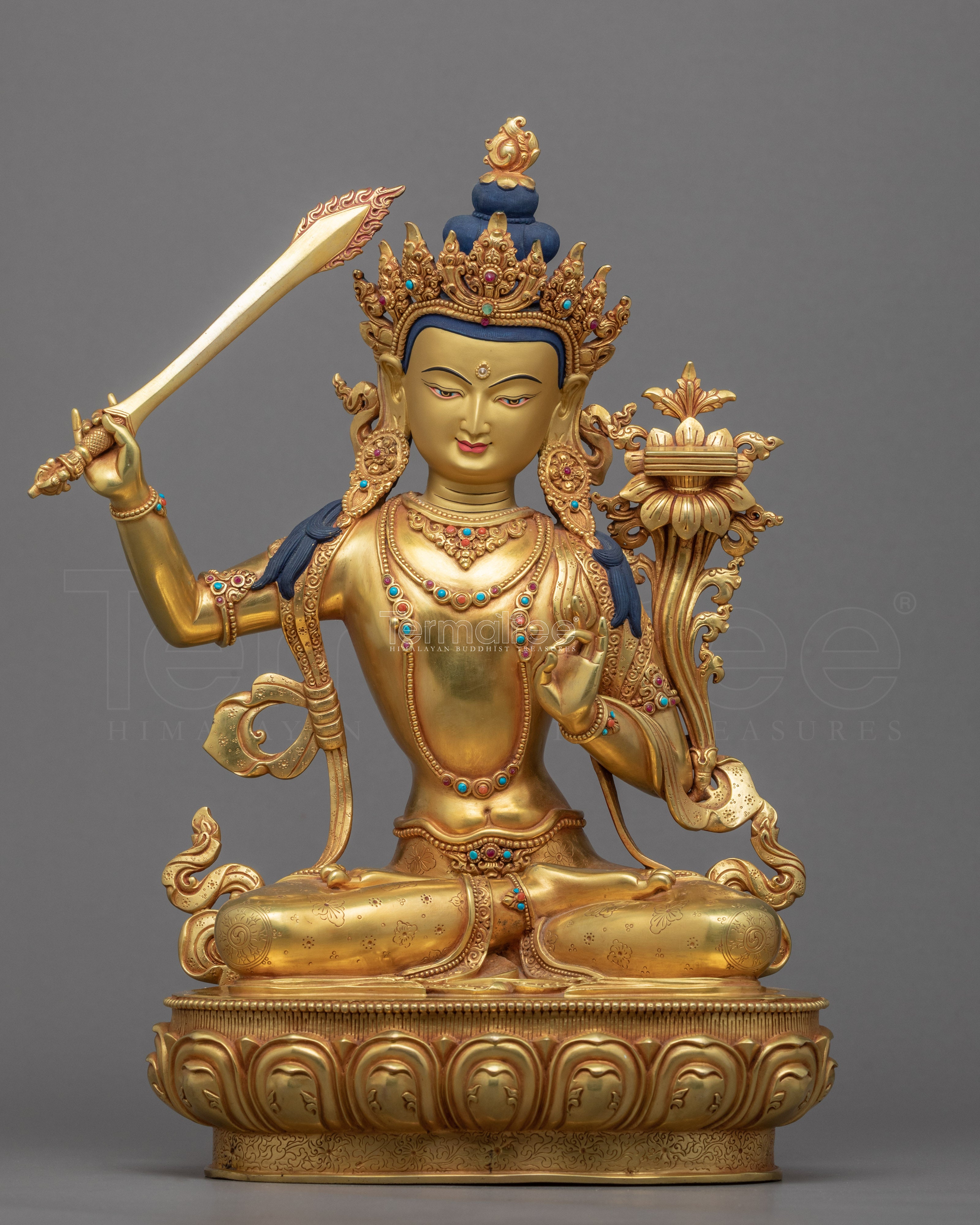 Bodhisattva Manjushri Meditation Statue | Bodhisattva Sculpture For Meditation Practice - Termatree