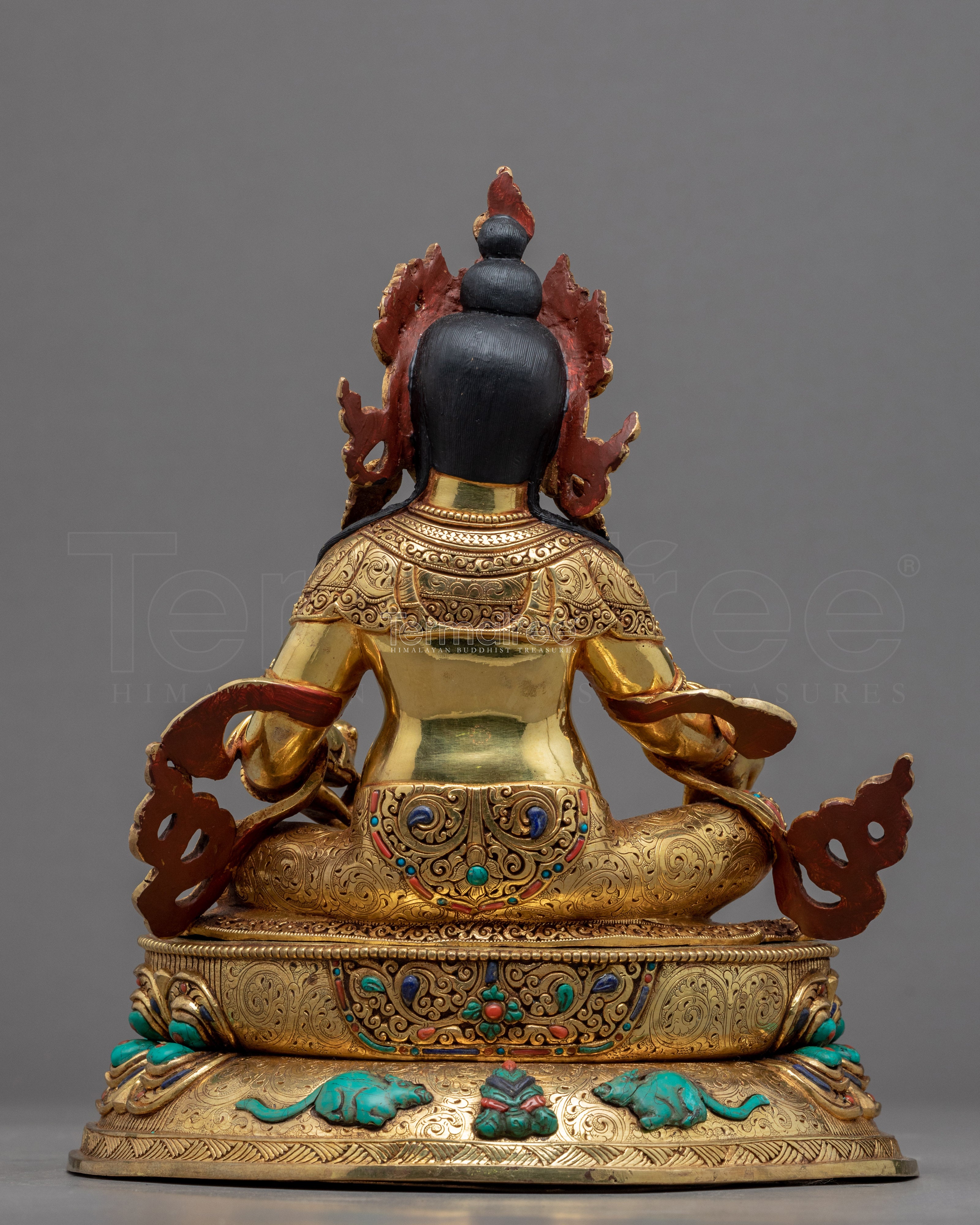 Yellow Dzambhala Sadhana Statue | Gold Gilded Statue For Meditation - Termatree