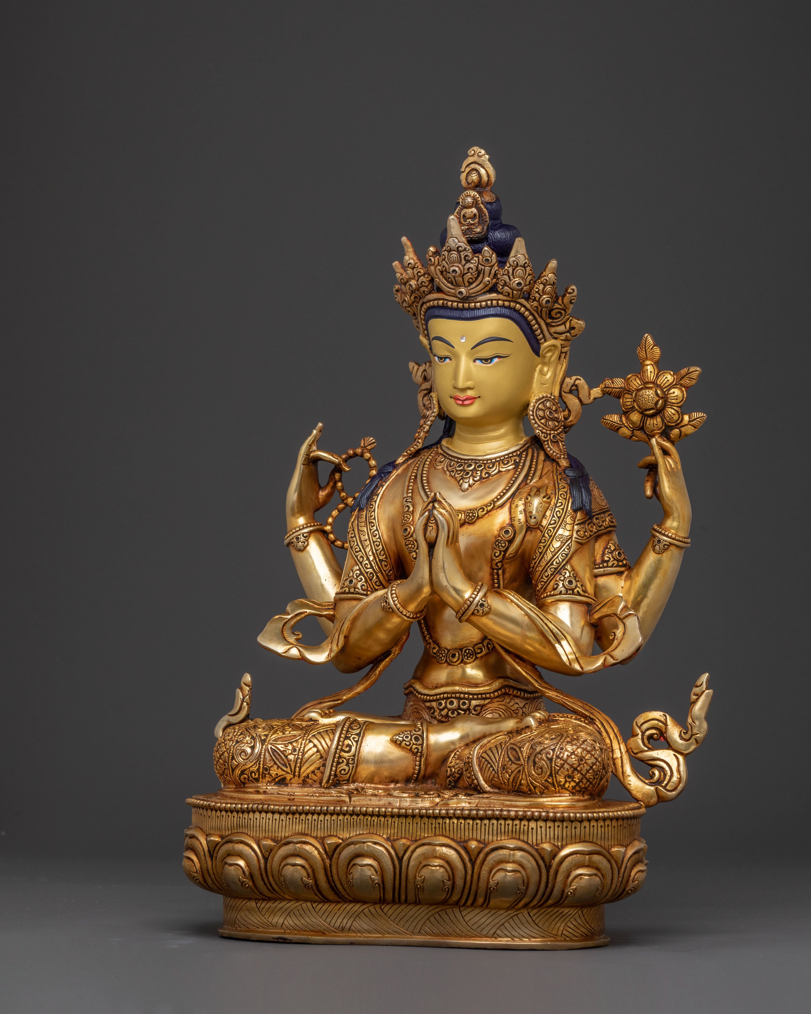 Six Bodhisattva Statue Altar Set | Hand-Gilded Copper Statue