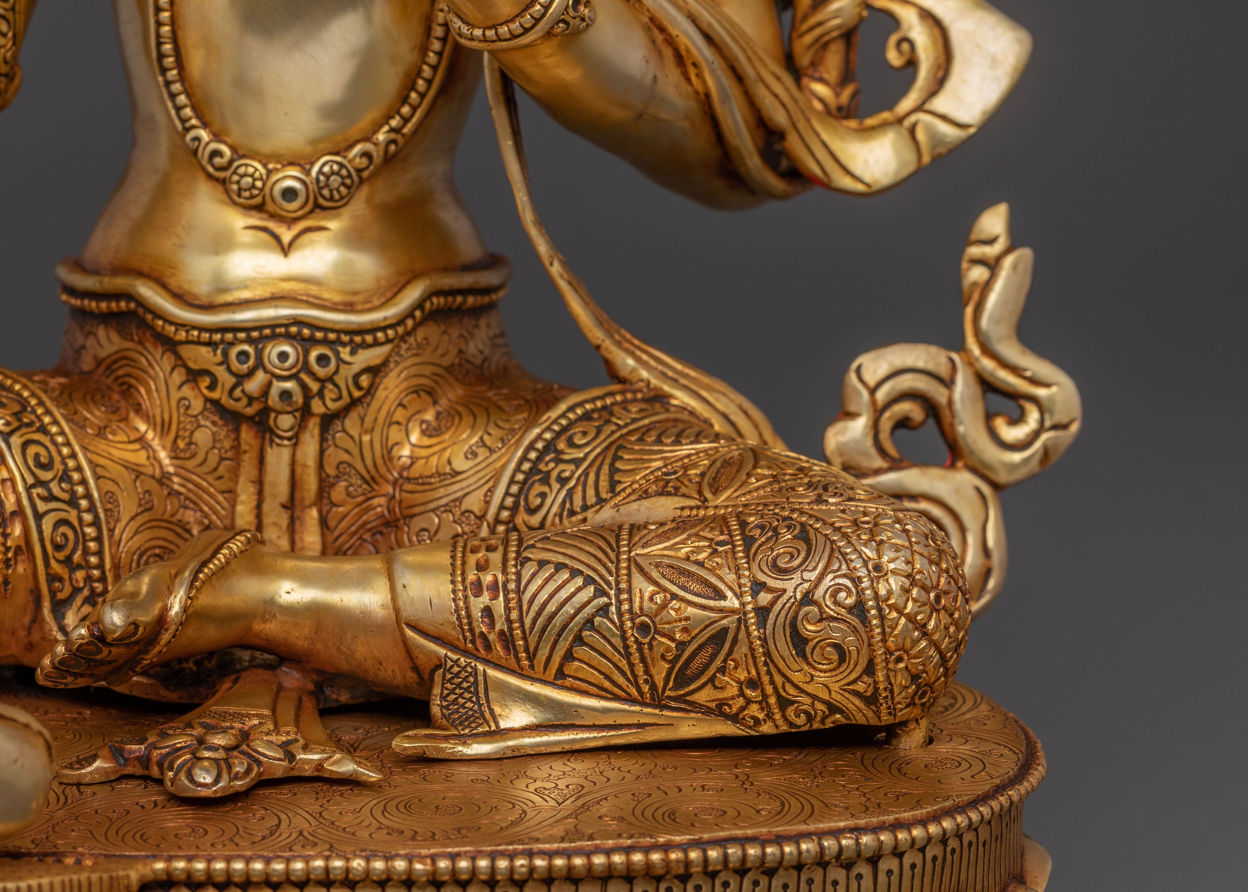 Compassionate Healing Green Tara Statue | 24k Gol Gilded Art