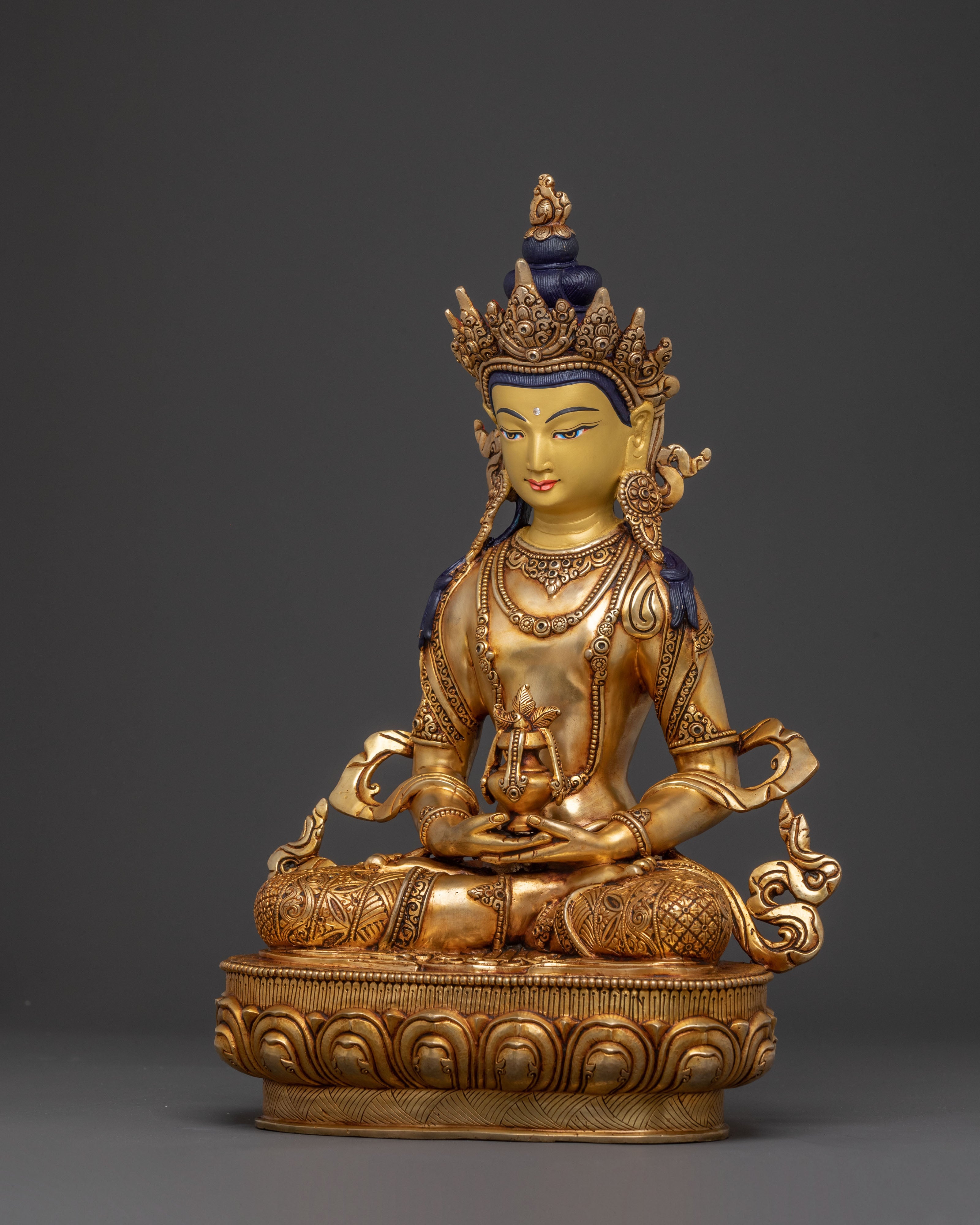 Statue of Long Life Blessing Amitayus | 24K Gold Gilded Statue