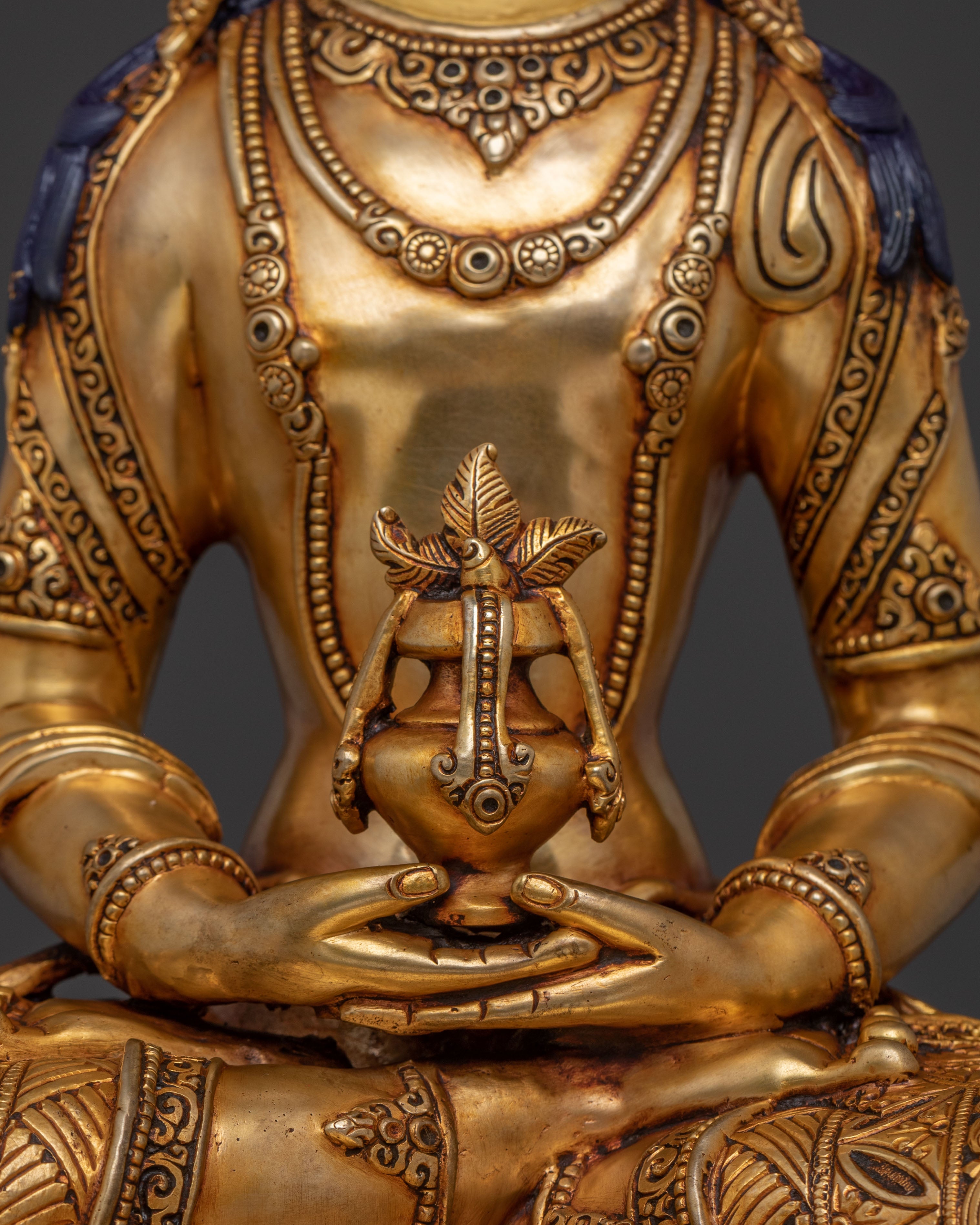Statue of Long Life Blessing Amitayus | 24K Gold Gilded Statue