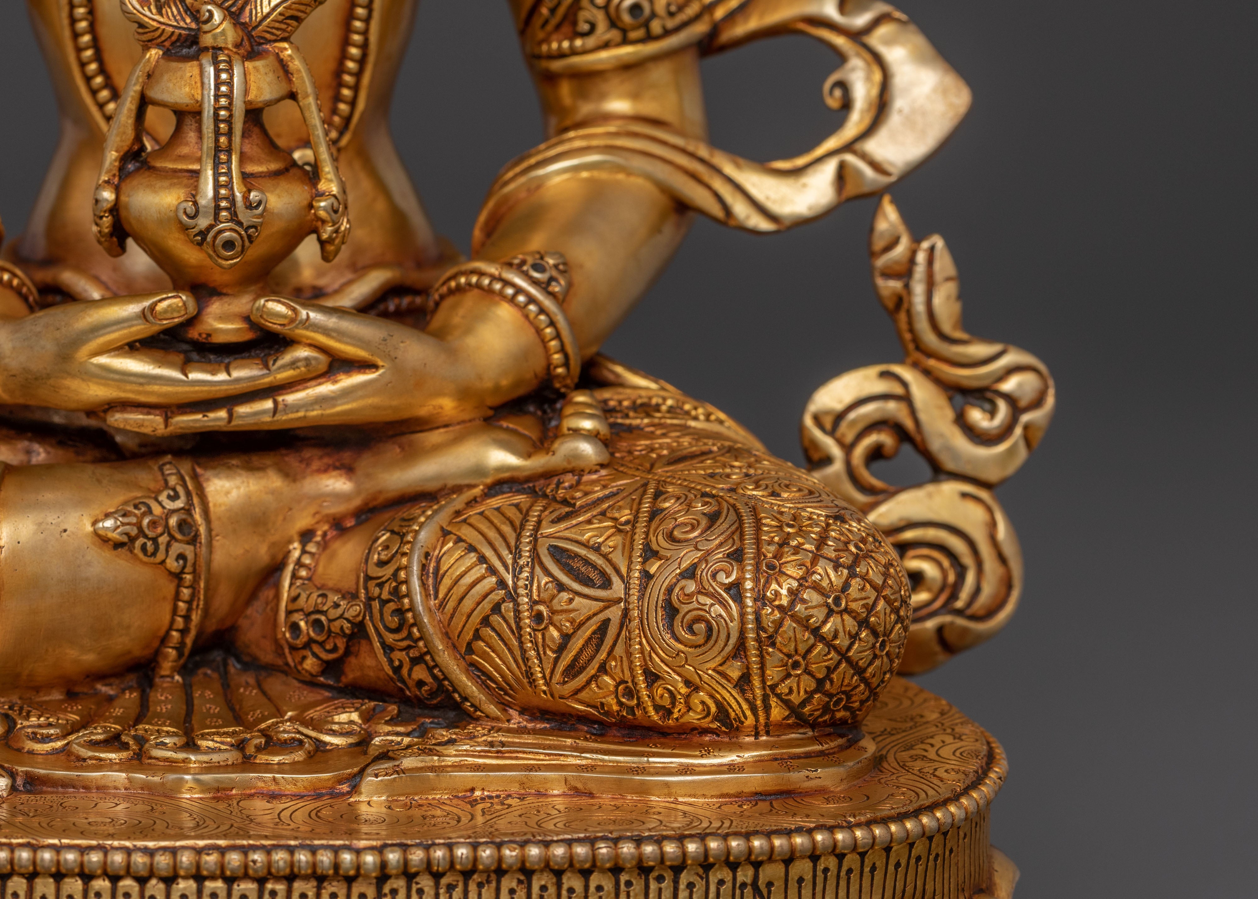 Statue of Long Life Blessing Amitayus | 24K Gold Gilded Statue