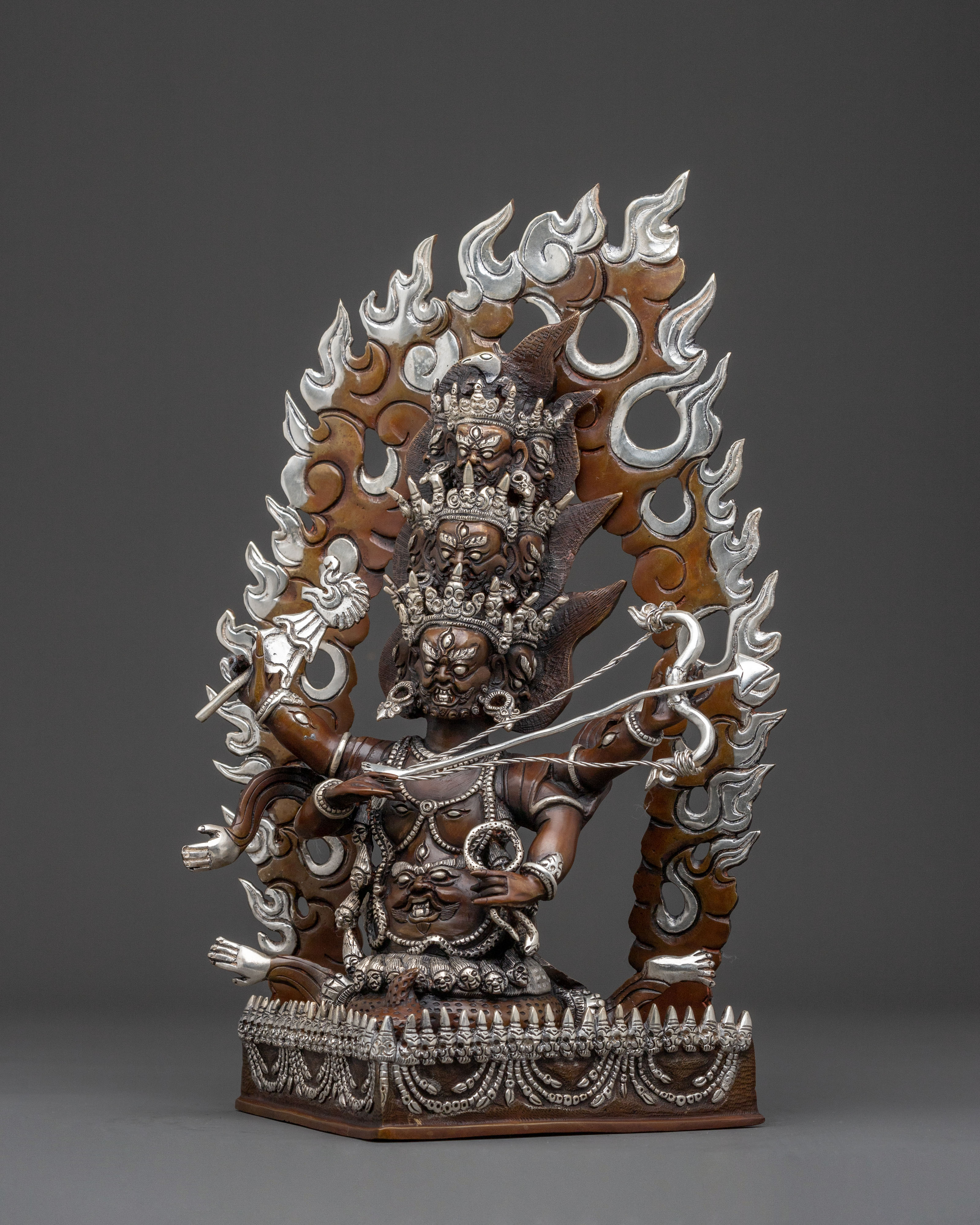 Tibetan Rahula Copper Statue – Oxidized Art