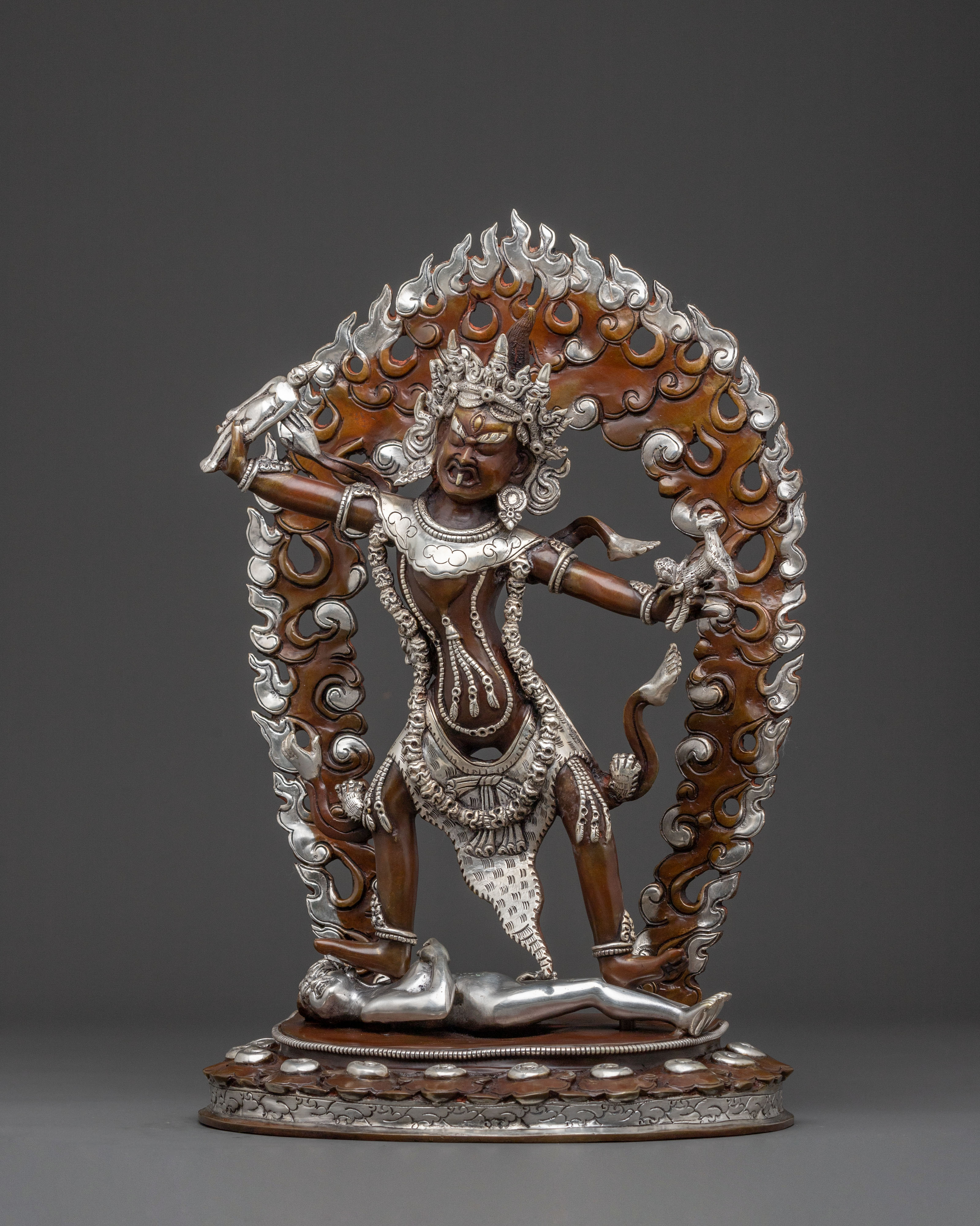 Ekajati Bodhisattva: Serene Oxidized Copper Sculpture