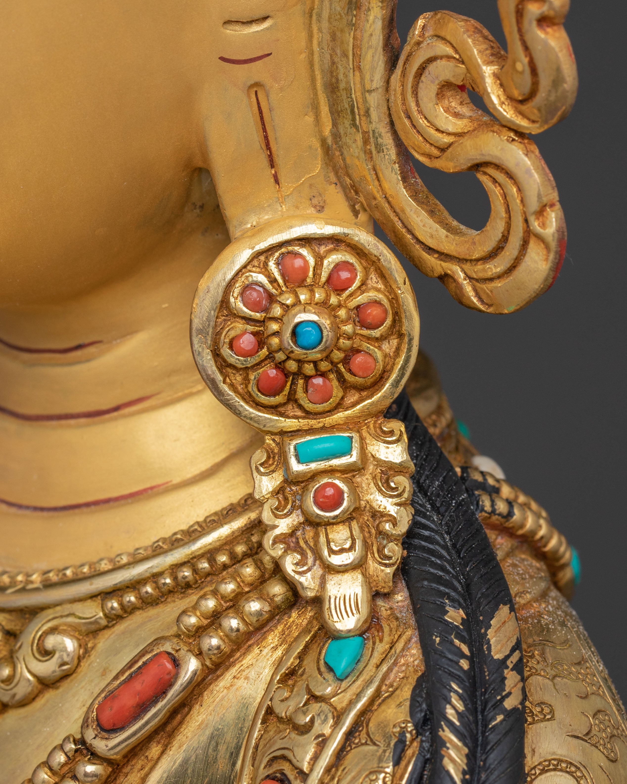 Sacred Longevity Amitayus Sculpture – Hand-Gilded Art