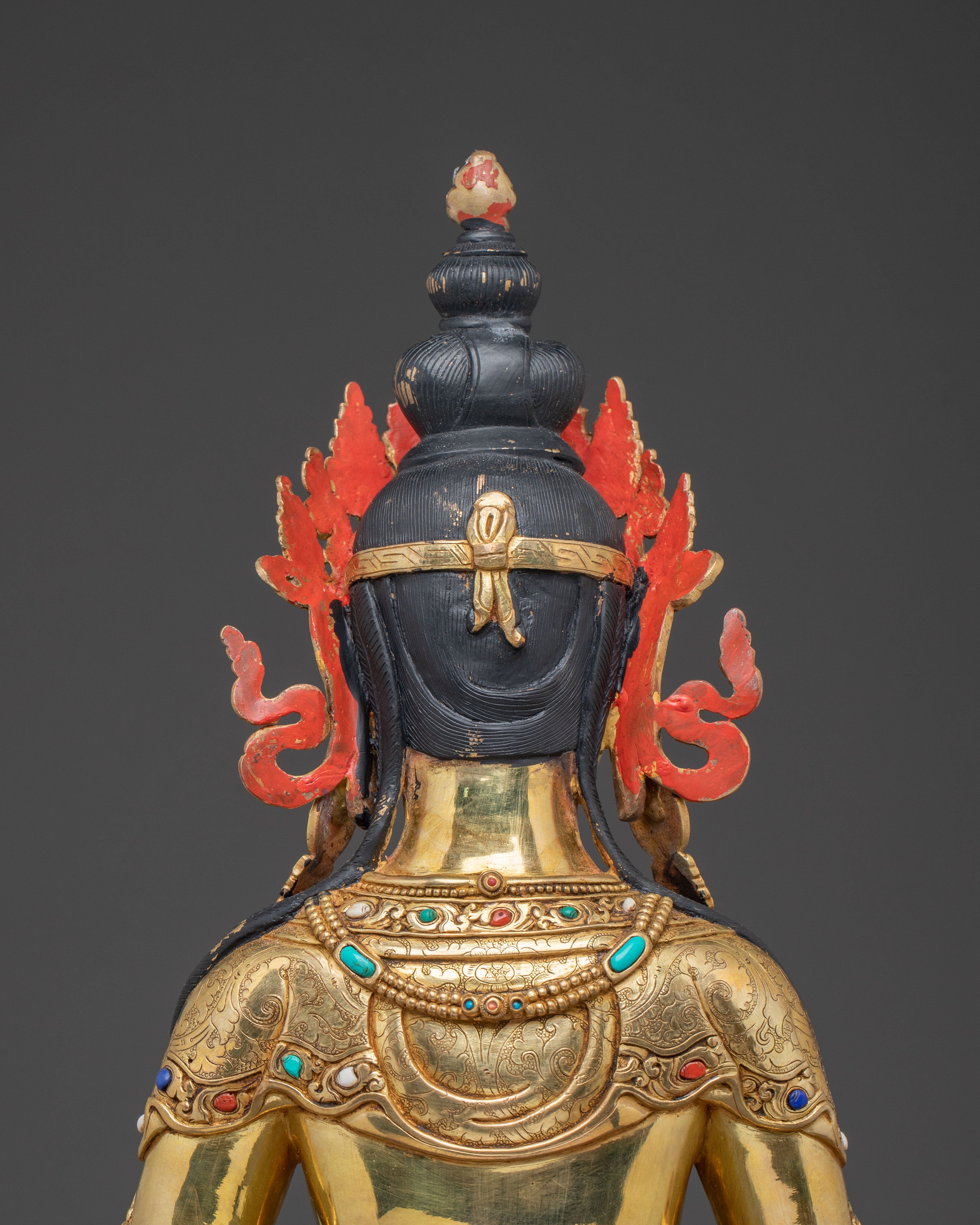 Sacred Longevity Amitayus Sculpture – Hand-Gilded Art