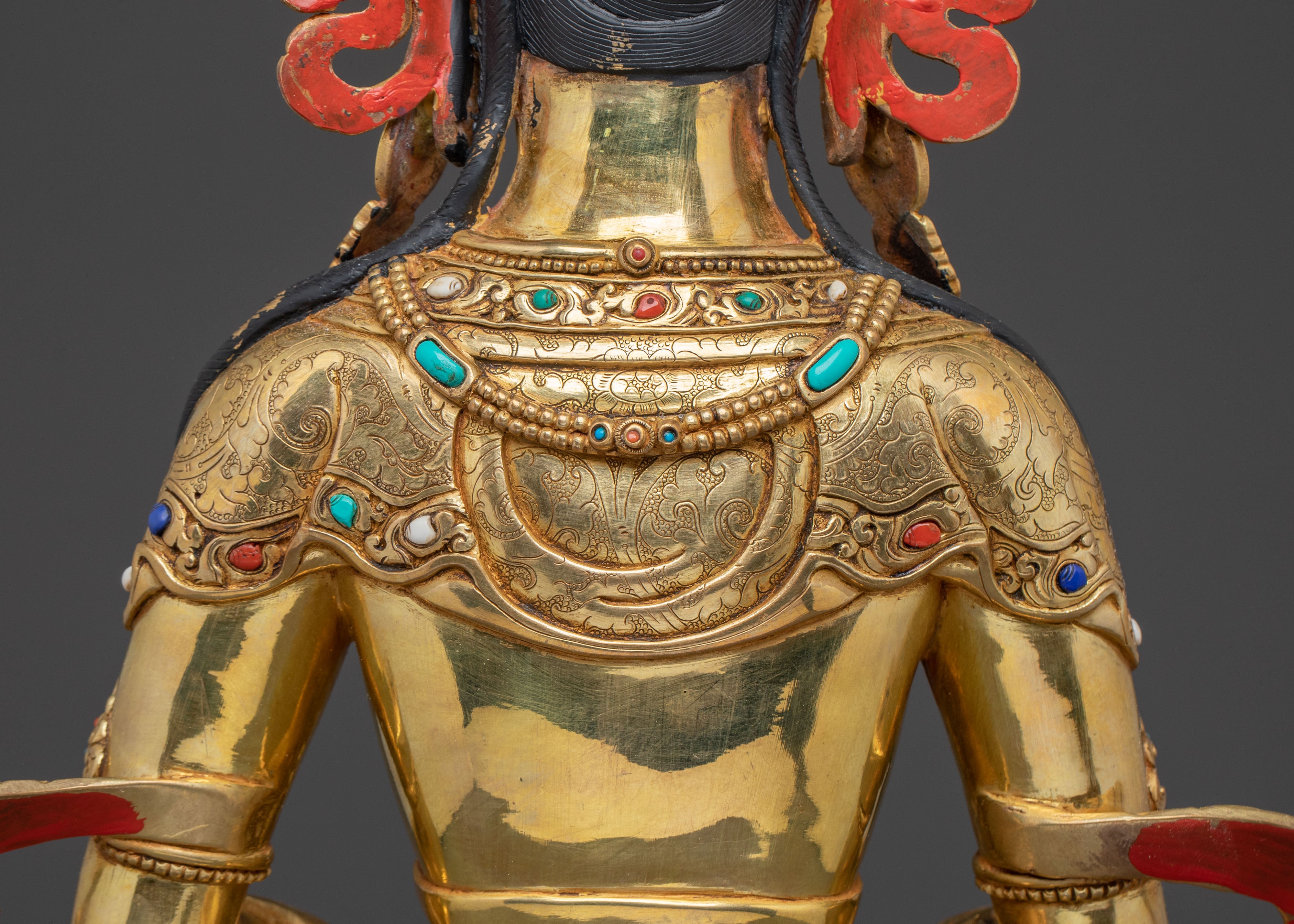 Sacred Longevity Amitayus Sculpture – Hand-Gilded Art