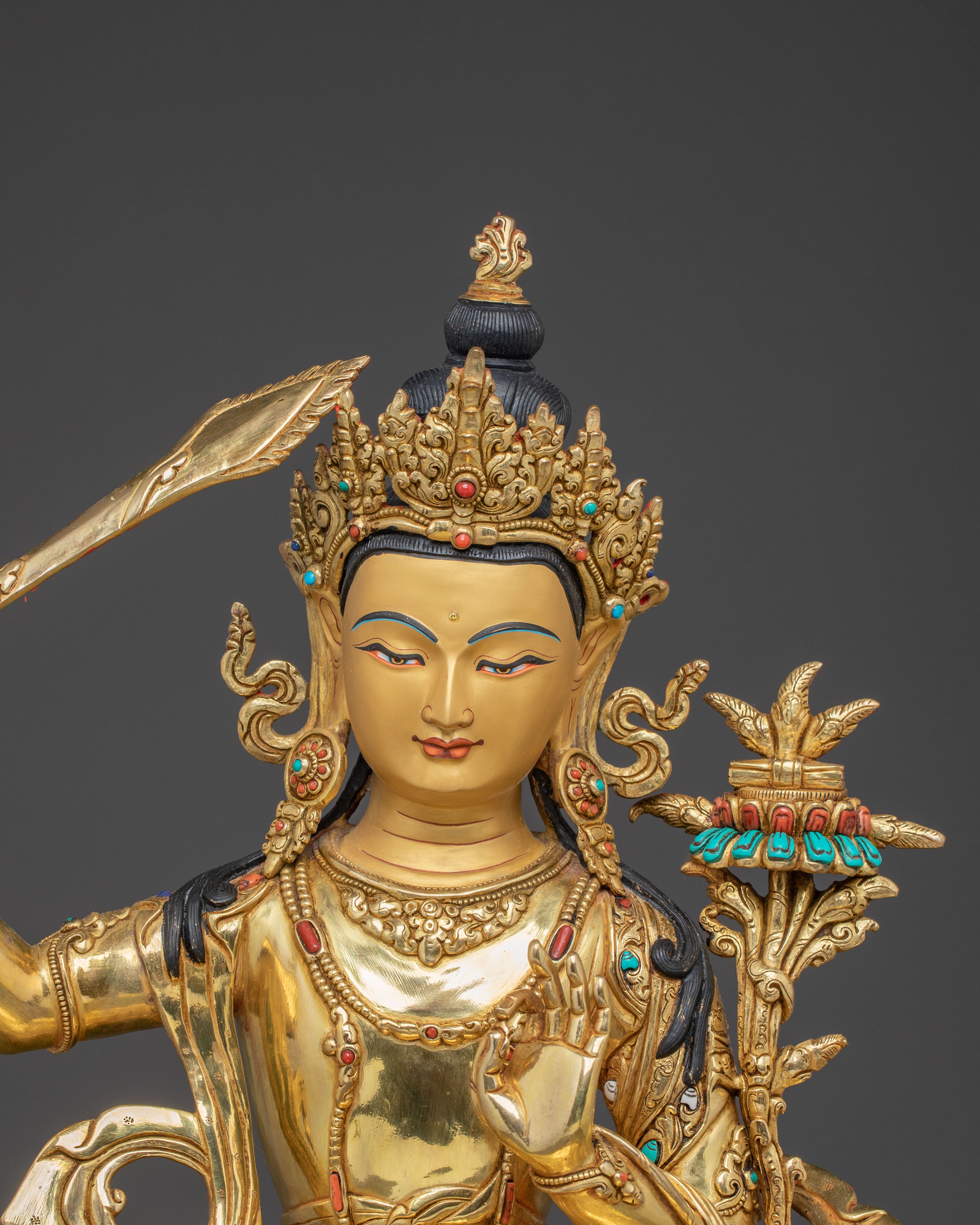 Manjushri Golden Statue: Meditational Decor