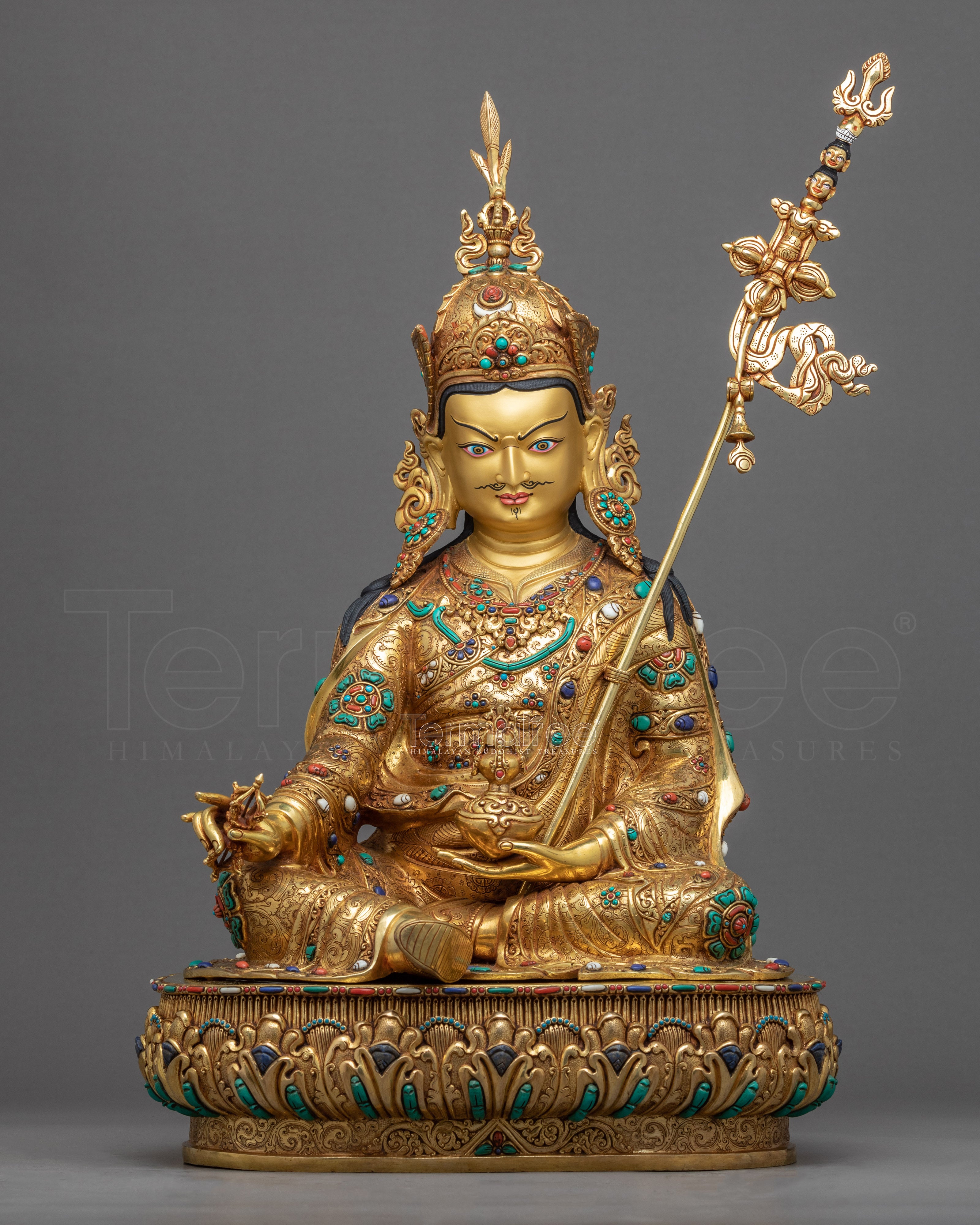 Guru Rinpoche Practice Sculpture | Lotus-Born Master Padmasambhava Gold Statue - Termatree